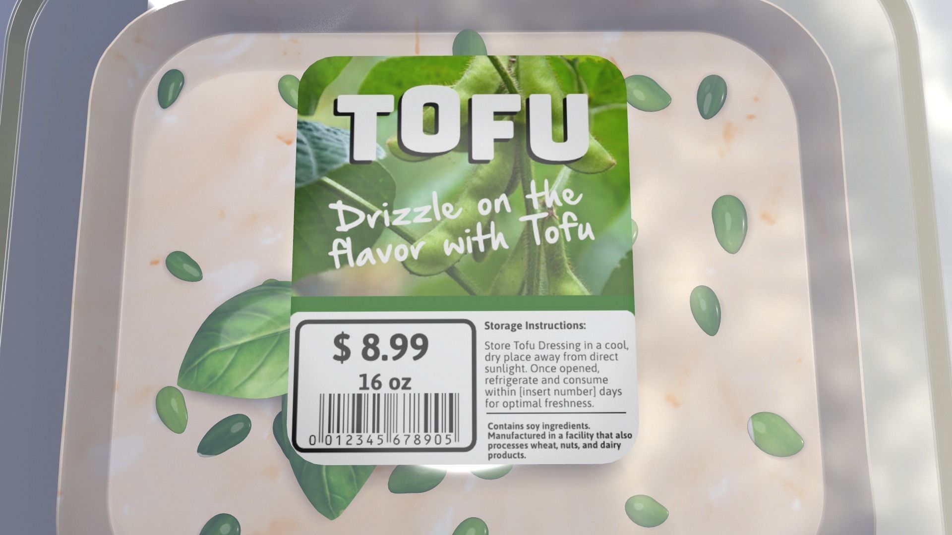 Tofu in Transparent Plastic Container - 3D Model Low-poly 3D model_5