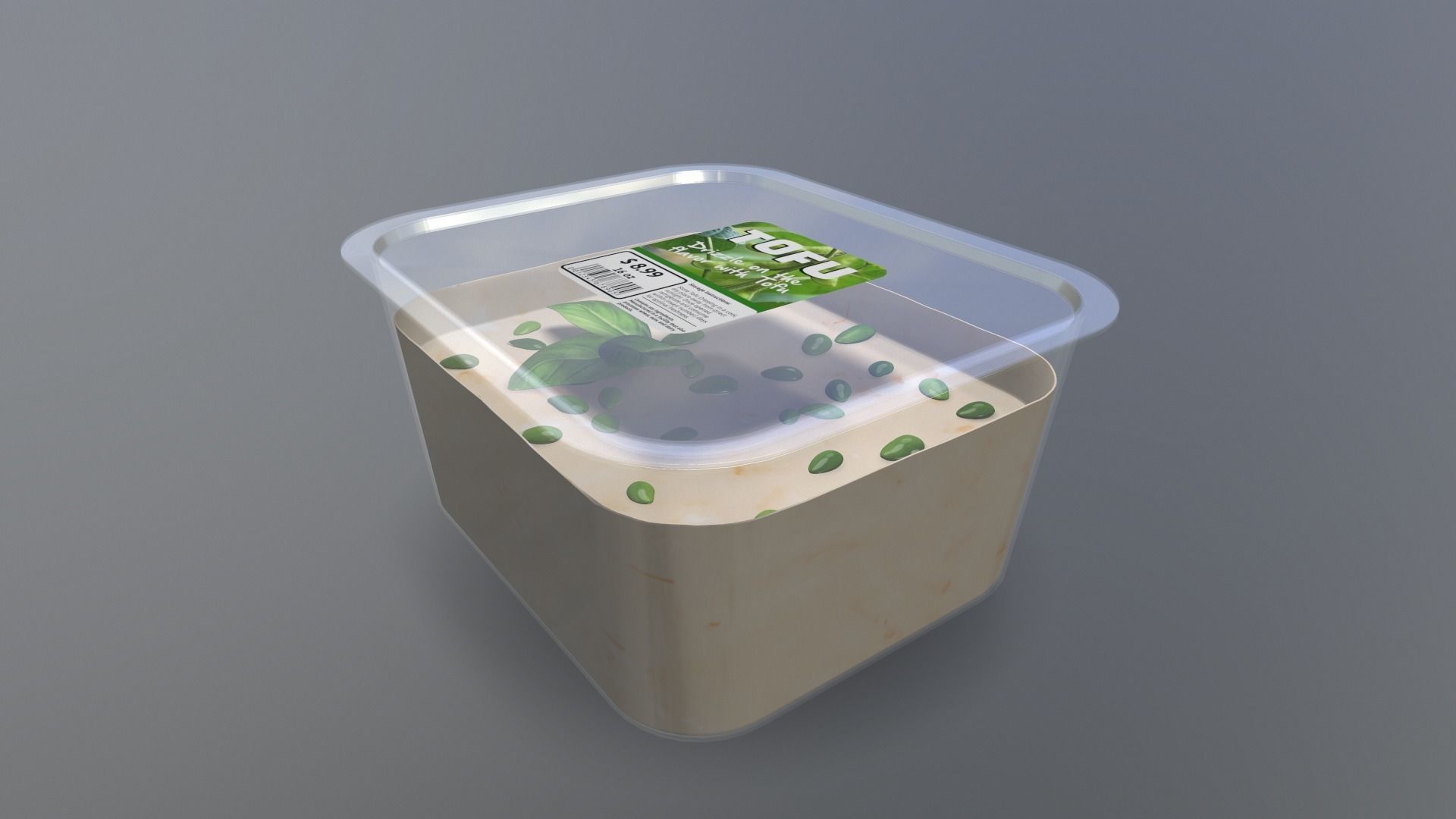 Tofu in Transparent Plastic Container - 3D Model Low-poly 3D model_2