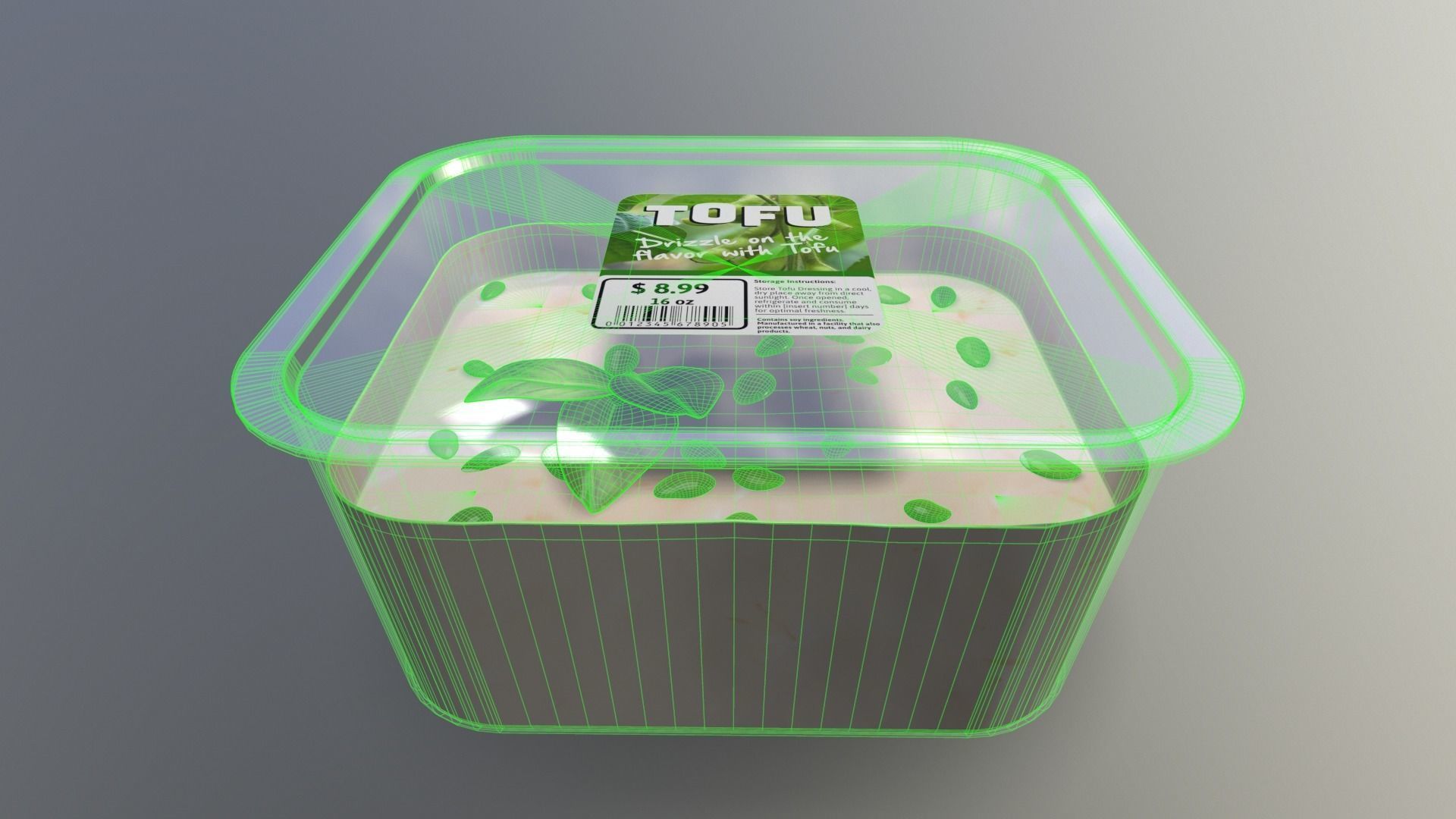 Tofu in Transparent Plastic Container - 3D Model Low-poly 3D model_6