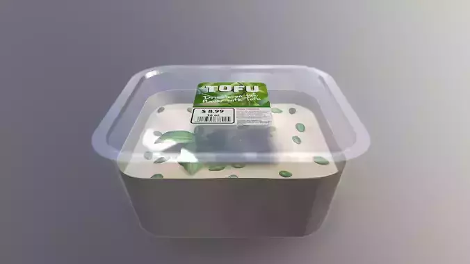 Tofu in Transparent Plastic Container - 3D Model