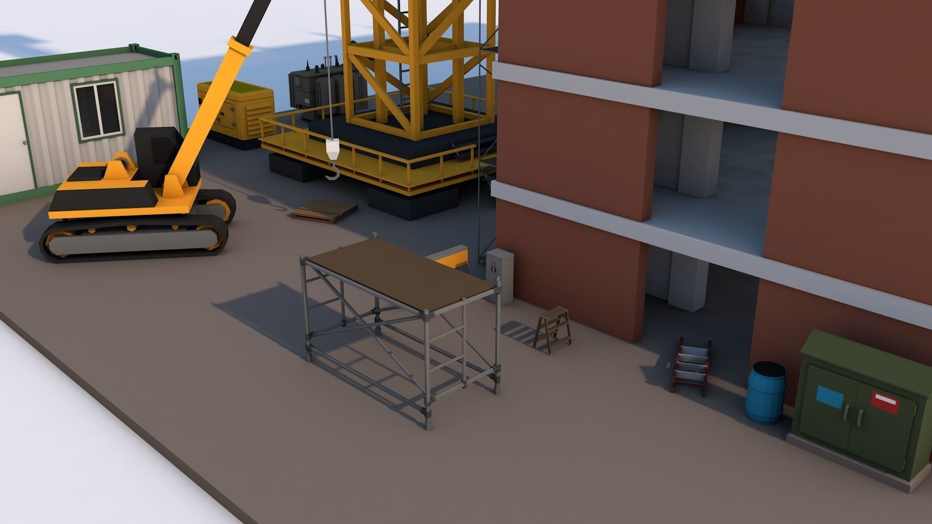 Under Construction Building Scene Low-poly 3D model_5