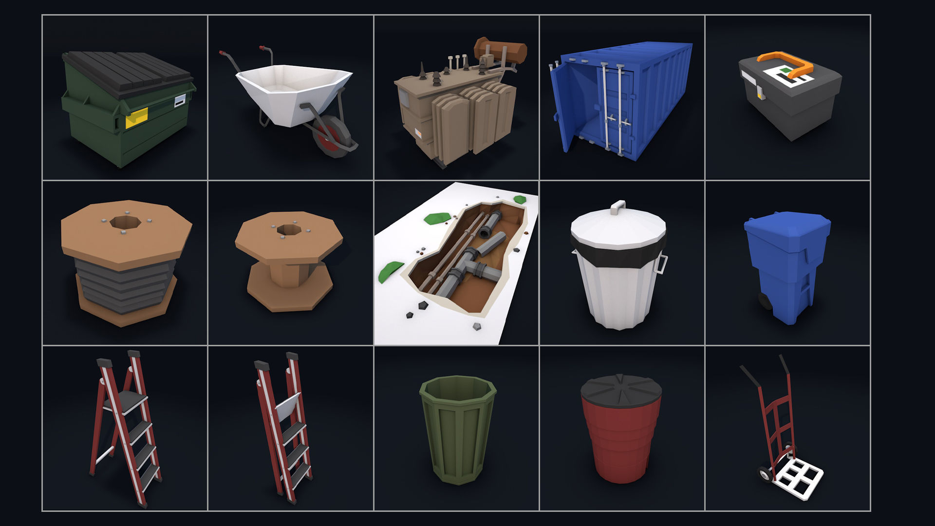 Under Construction Building Scene Low-poly 3D model_9