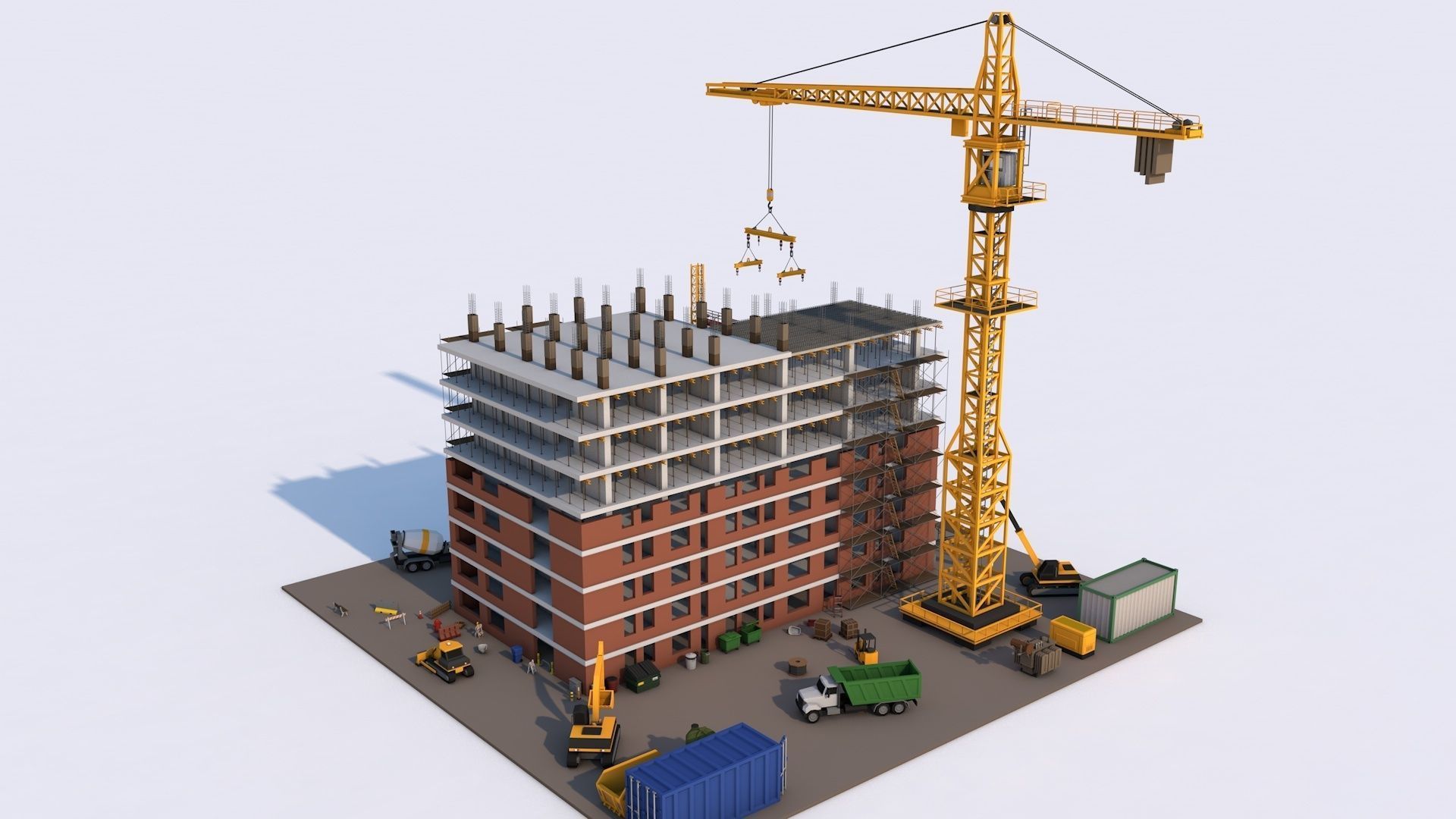 Under Construction Building Scene Low-poly 3D model_2