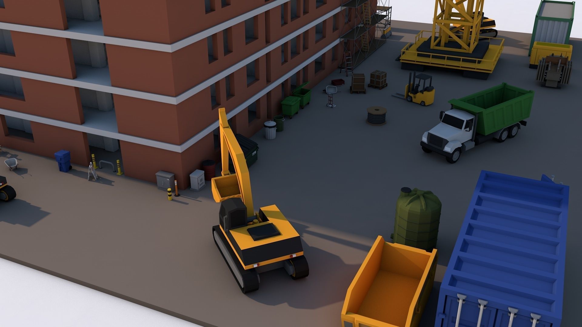 Under Construction Building Scene Low-poly 3D model_4