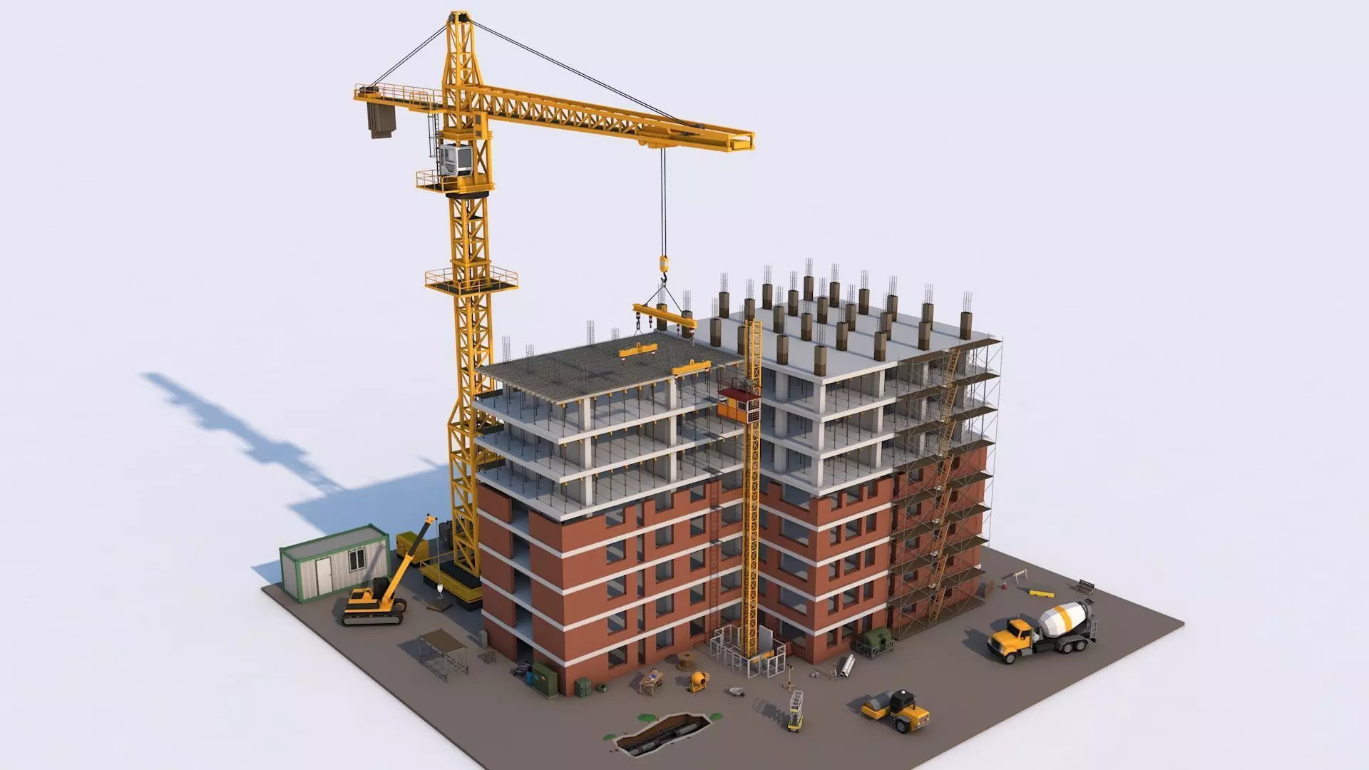 Under Construction Building Scene Low-poly 3D model_0
