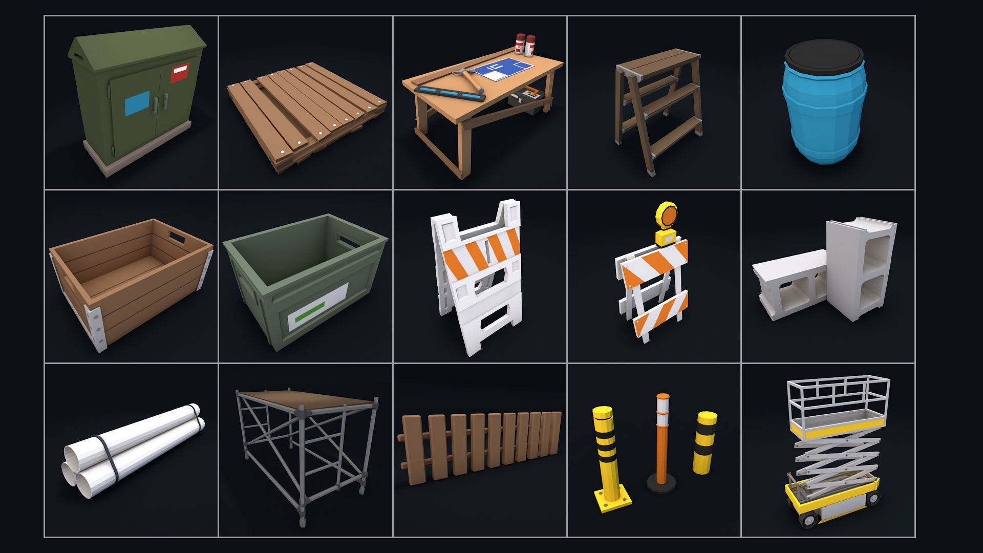 Under Construction Building Scene Low-poly 3D model_11