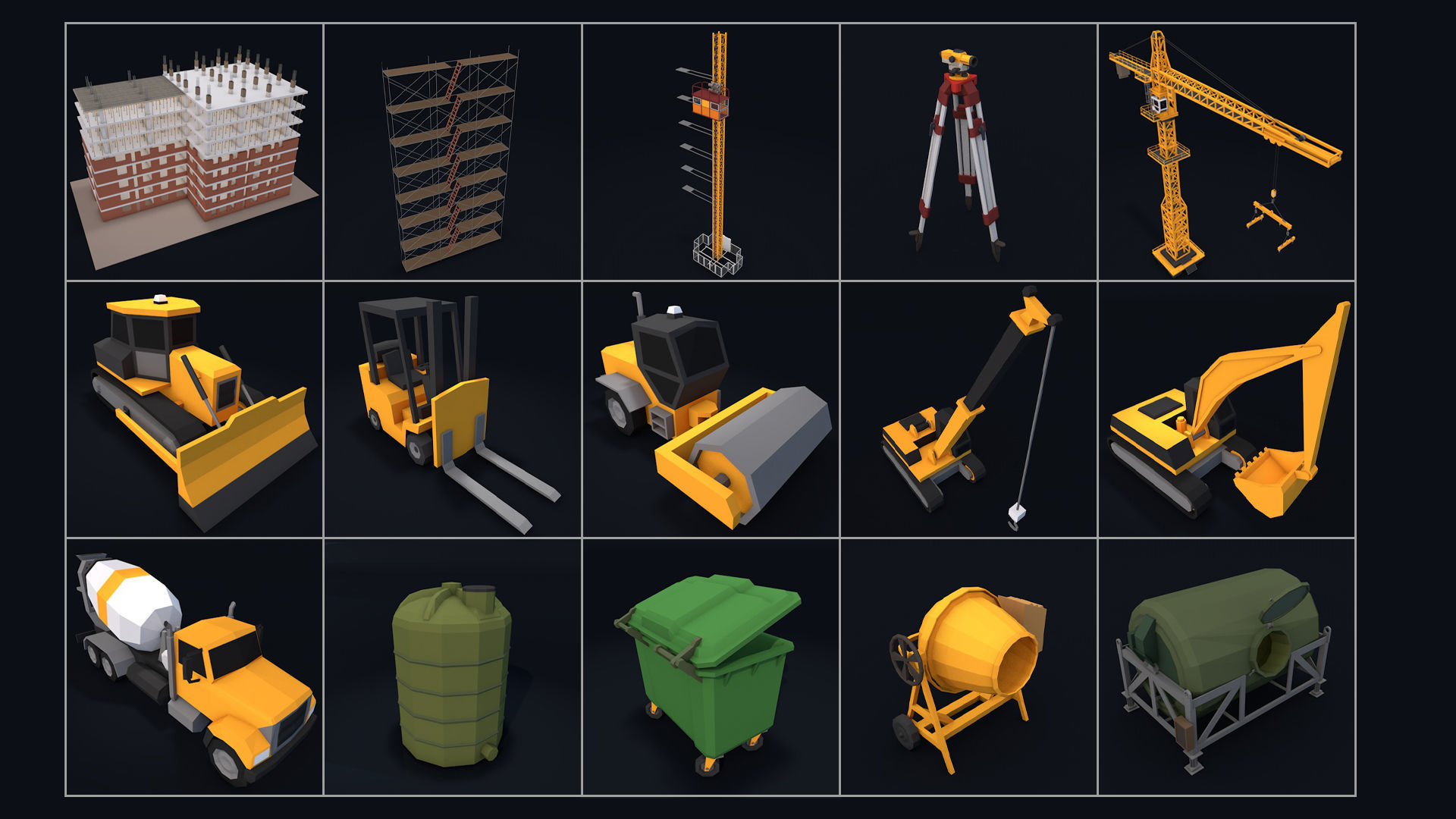 Under Construction Building Scene Low-poly 3D model_8