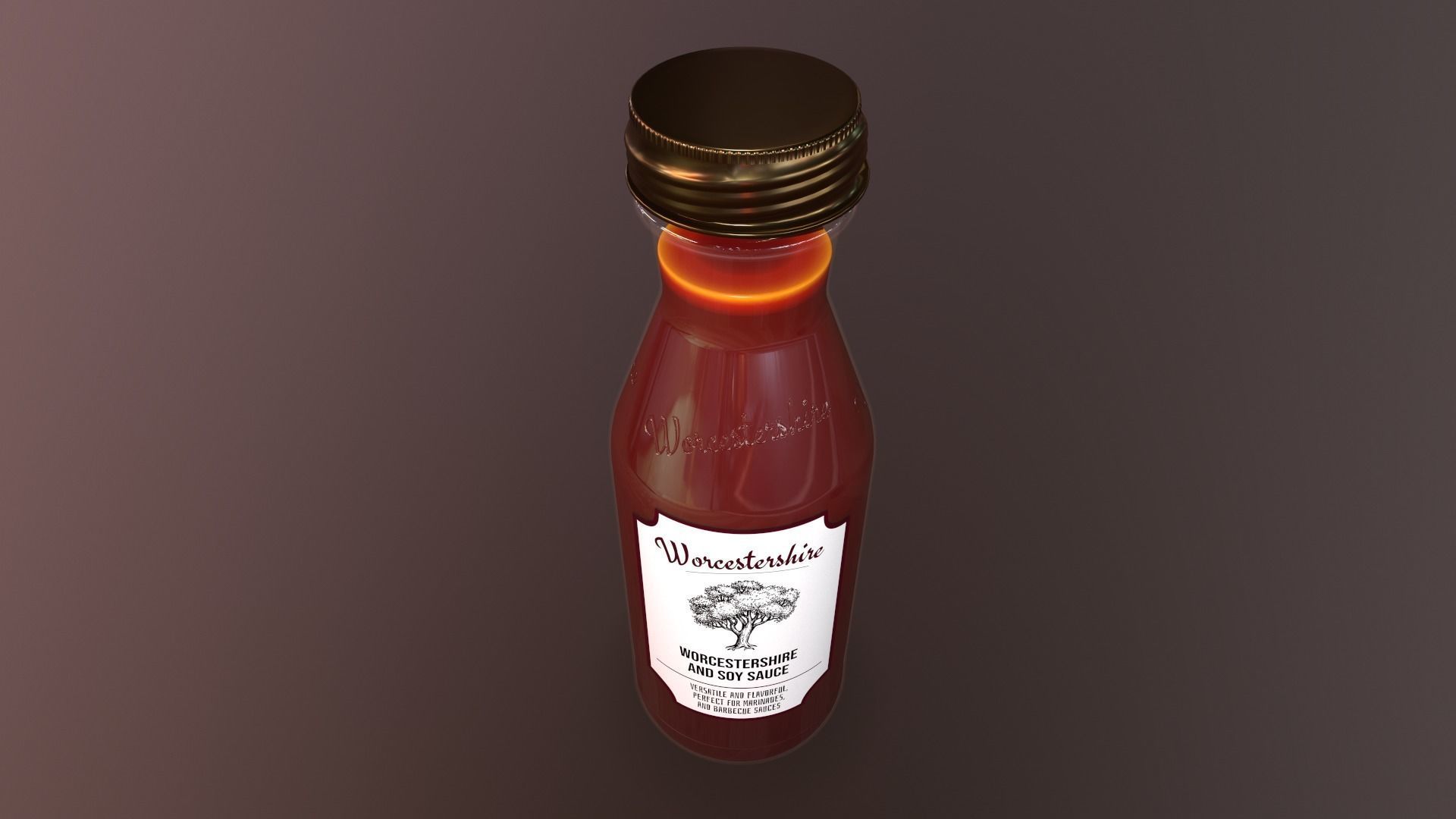 Worcestershire and Soy Sauces in glass bottle - 3D Model 3D model_6