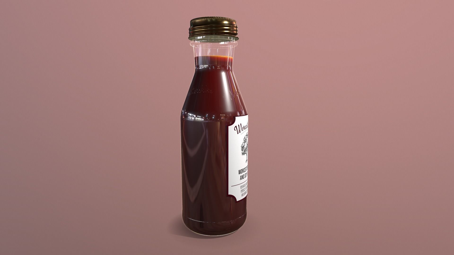 Worcestershire and Soy Sauces in glass bottle - 3D Model 3D model_5