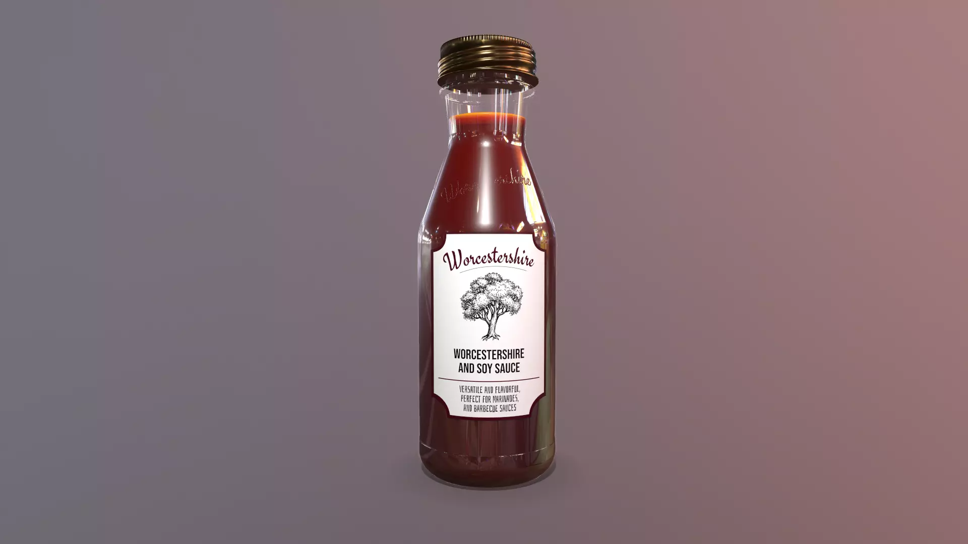 Worcestershire and Soy Sauces in glass bottle - 3D Model 3D model_0