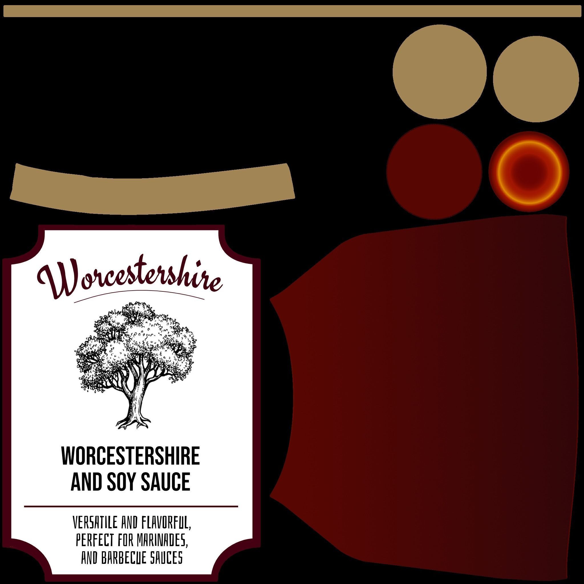 Worcestershire and Soy Sauces in glass bottle - 3D Model 3D model_10