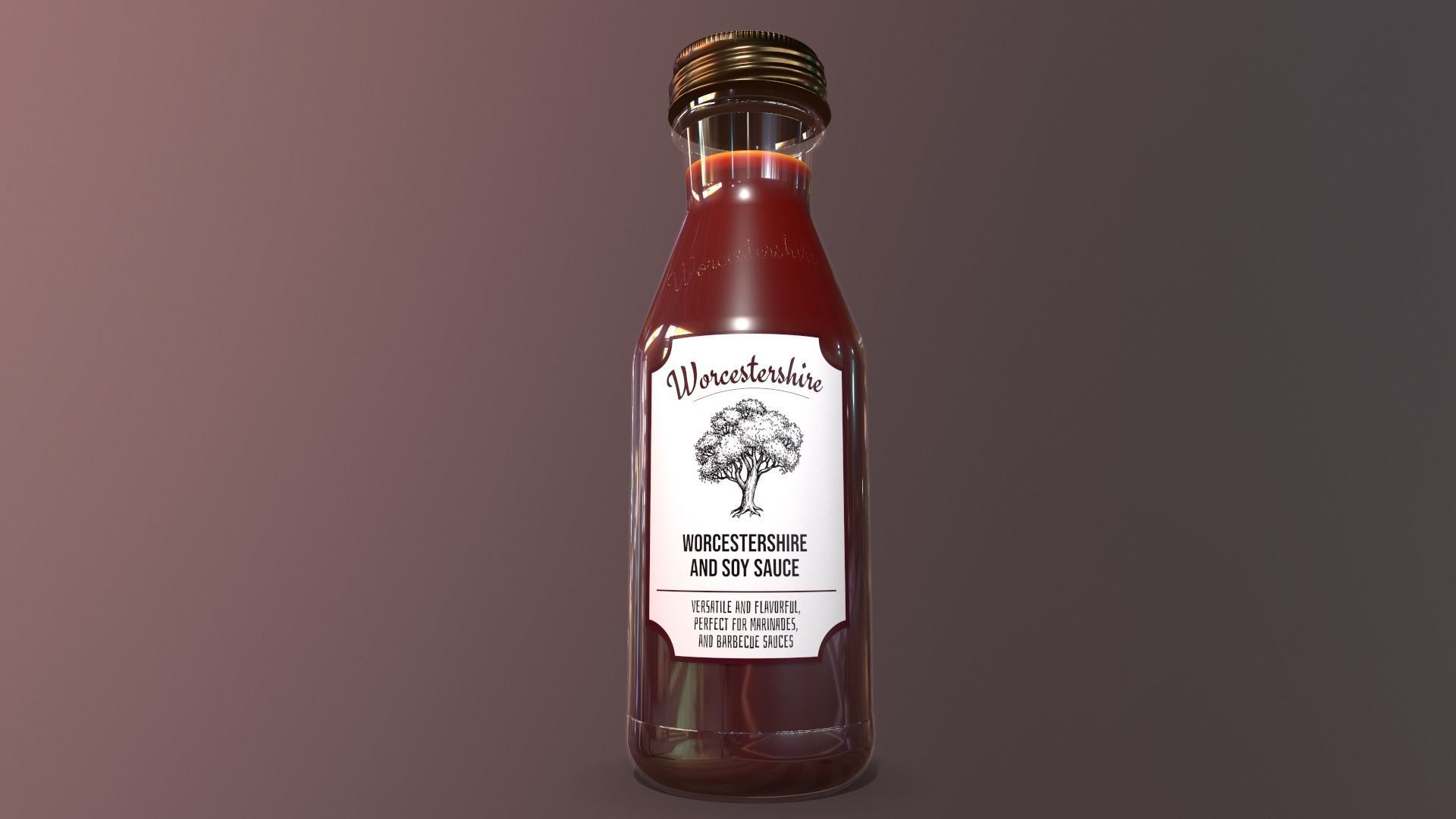 Worcestershire and Soy Sauces in glass bottle - 3D Model 3D model_7