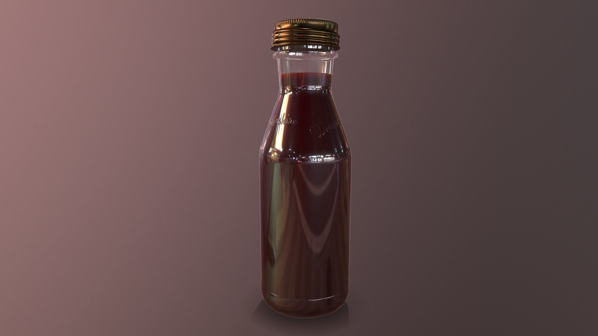 Worcestershire and Soy Sauces in glass bottle - 3D Model 3D model_4