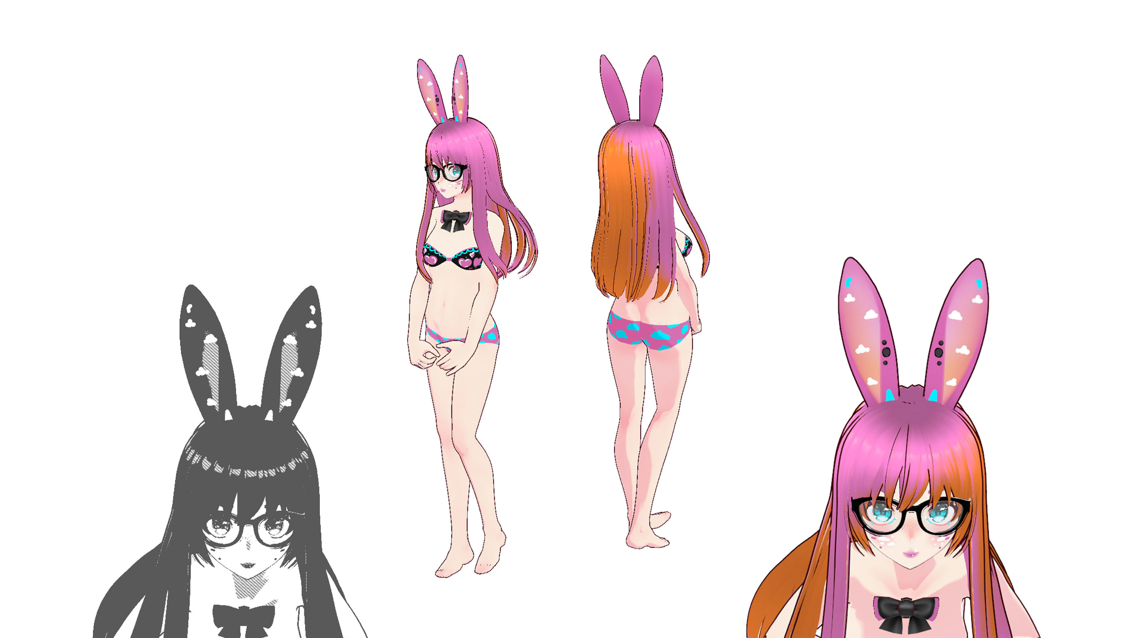 Neon Claudi The Rabbit Girl VRM collection 3D model_17
