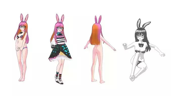 Neon Claudi The Rabbit Girl VRM collection 3D model
