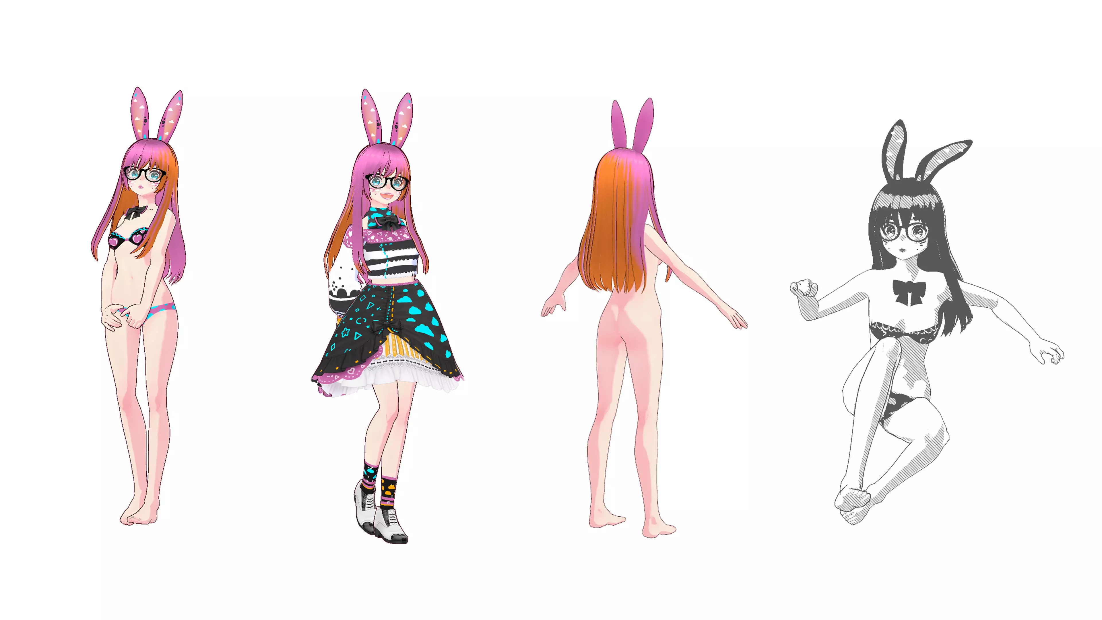 Neon Claudi The Rabbit Girl VRM collection 3D model_0