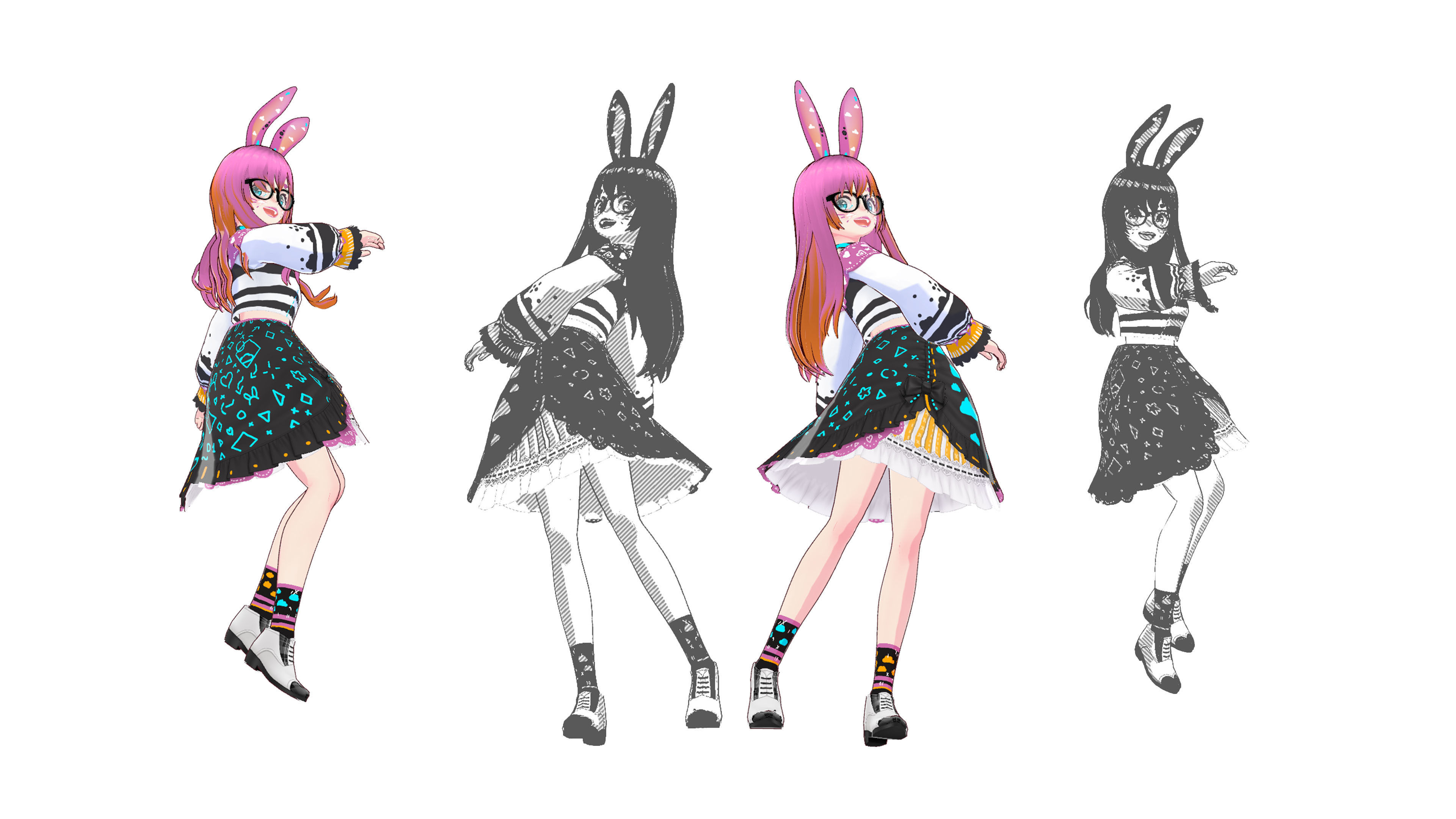 Neon Claudi The Rabbit Girl VRM collection 3D model_4
