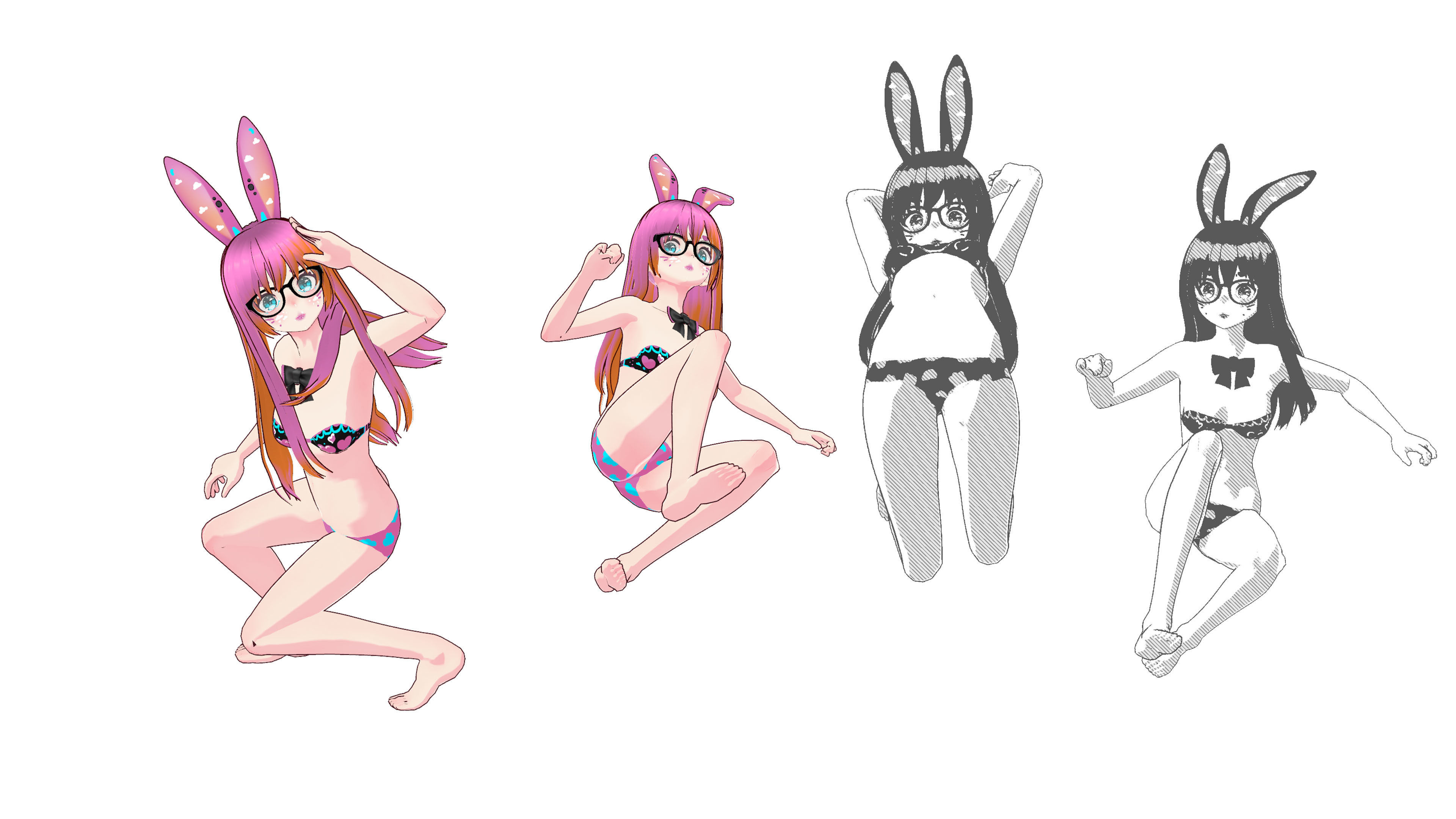 Neon Claudi The Rabbit Girl VRM collection 3D model_31