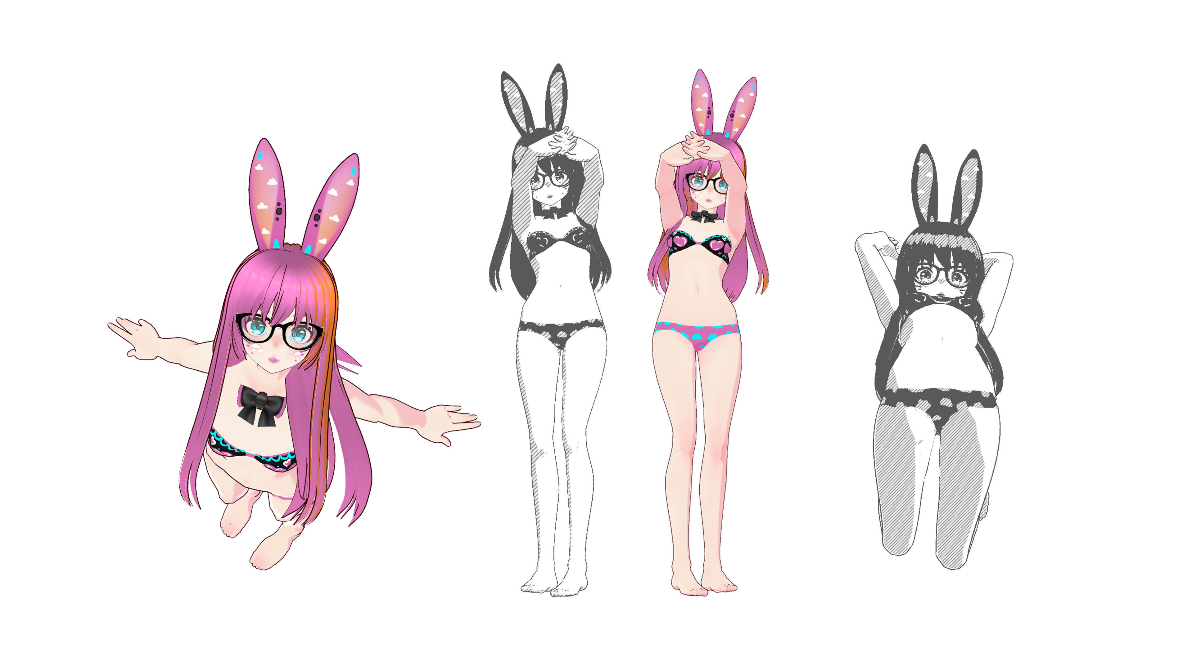 Neon Claudi The Rabbit Girl VRM collection 3D model_6