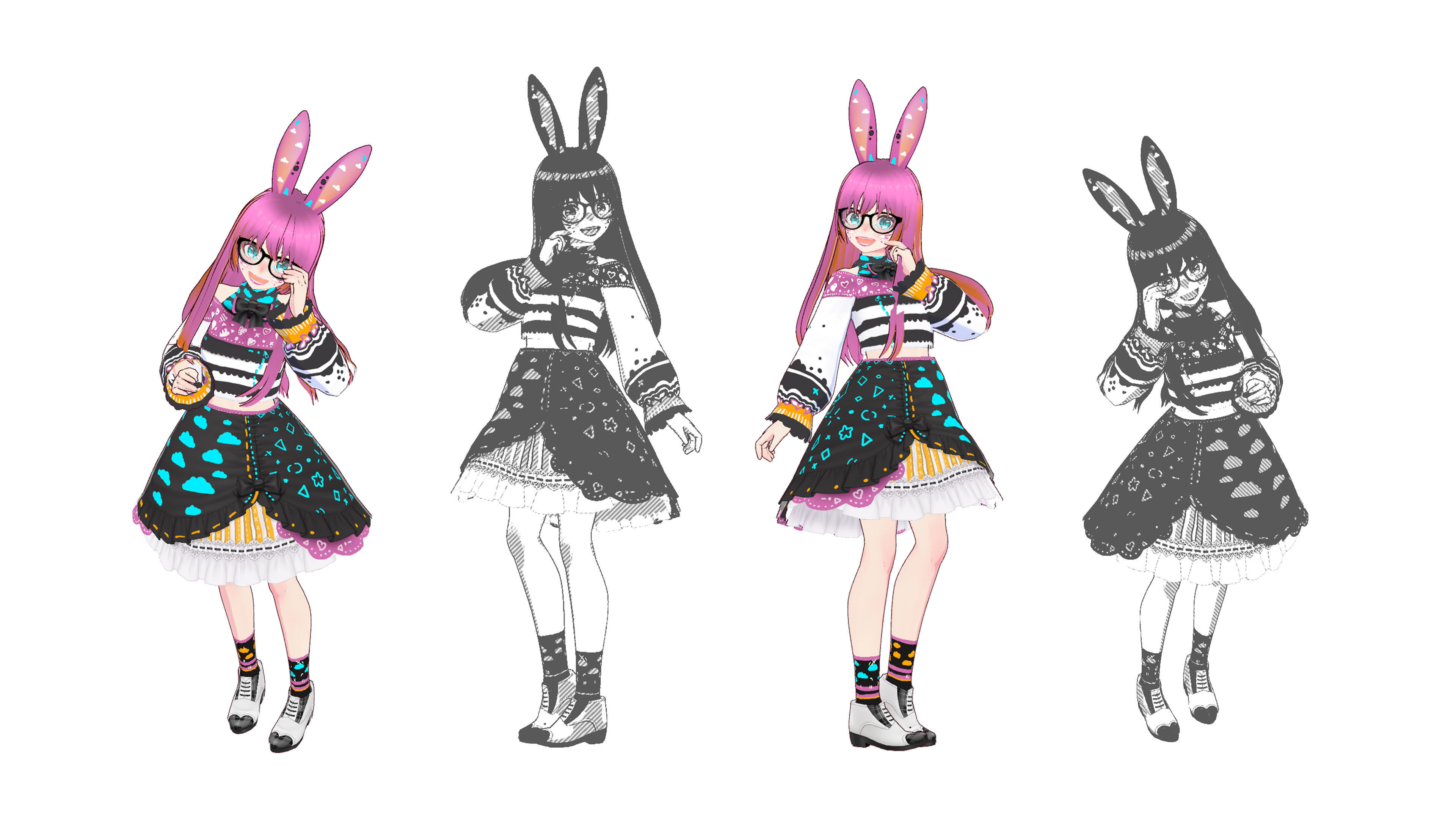 Neon Claudi The Rabbit Girl VRM collection 3D model_29