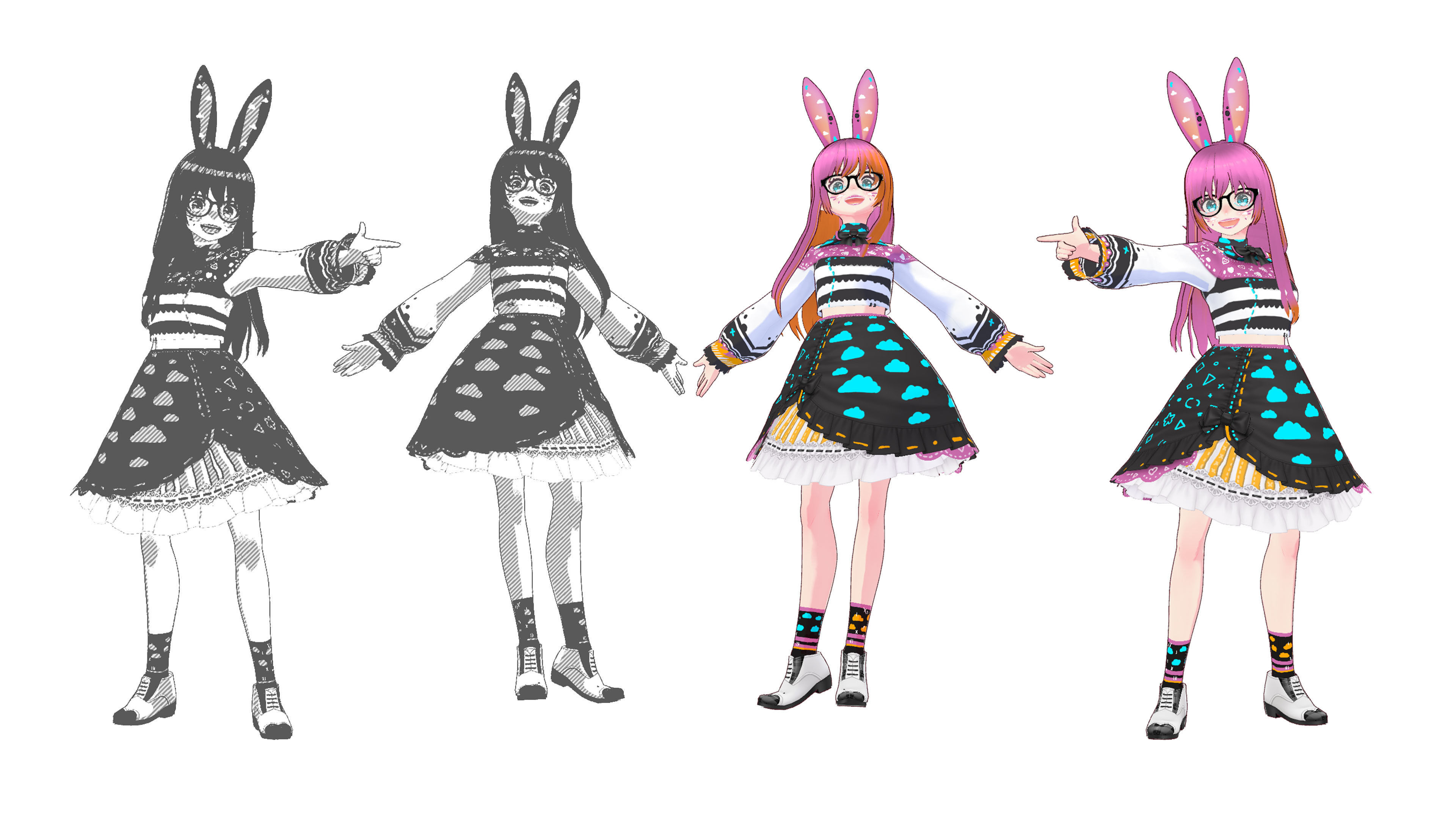 Neon Claudi The Rabbit Girl VRM collection 3D model_26