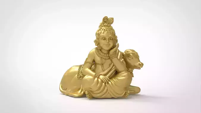 Bal Krishna with calf Artwork-12 3D print model