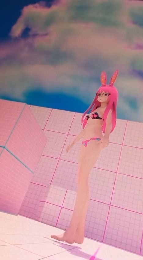 Neon Claudi The Bunny Girl RIGGED AVATAR VRChat Livelink Vtube Low-poly 3D model_12