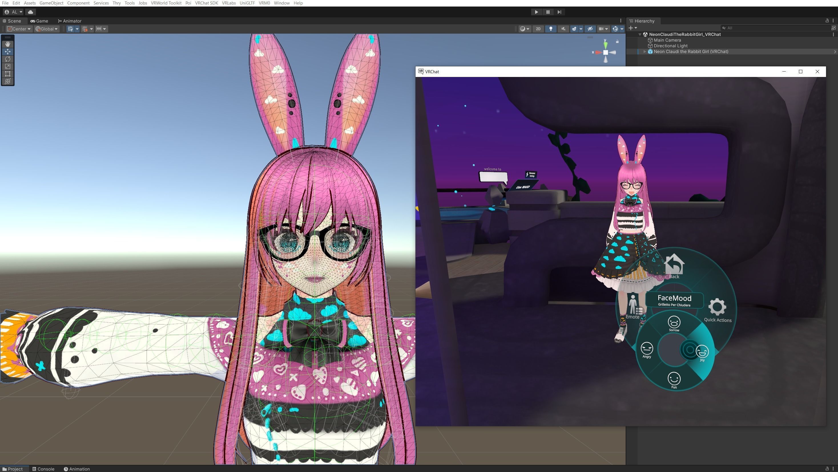 Neon Claudi The Bunny Girl RIGGED AVATAR VRChat Livelink Vtube Low-poly 3D model_34