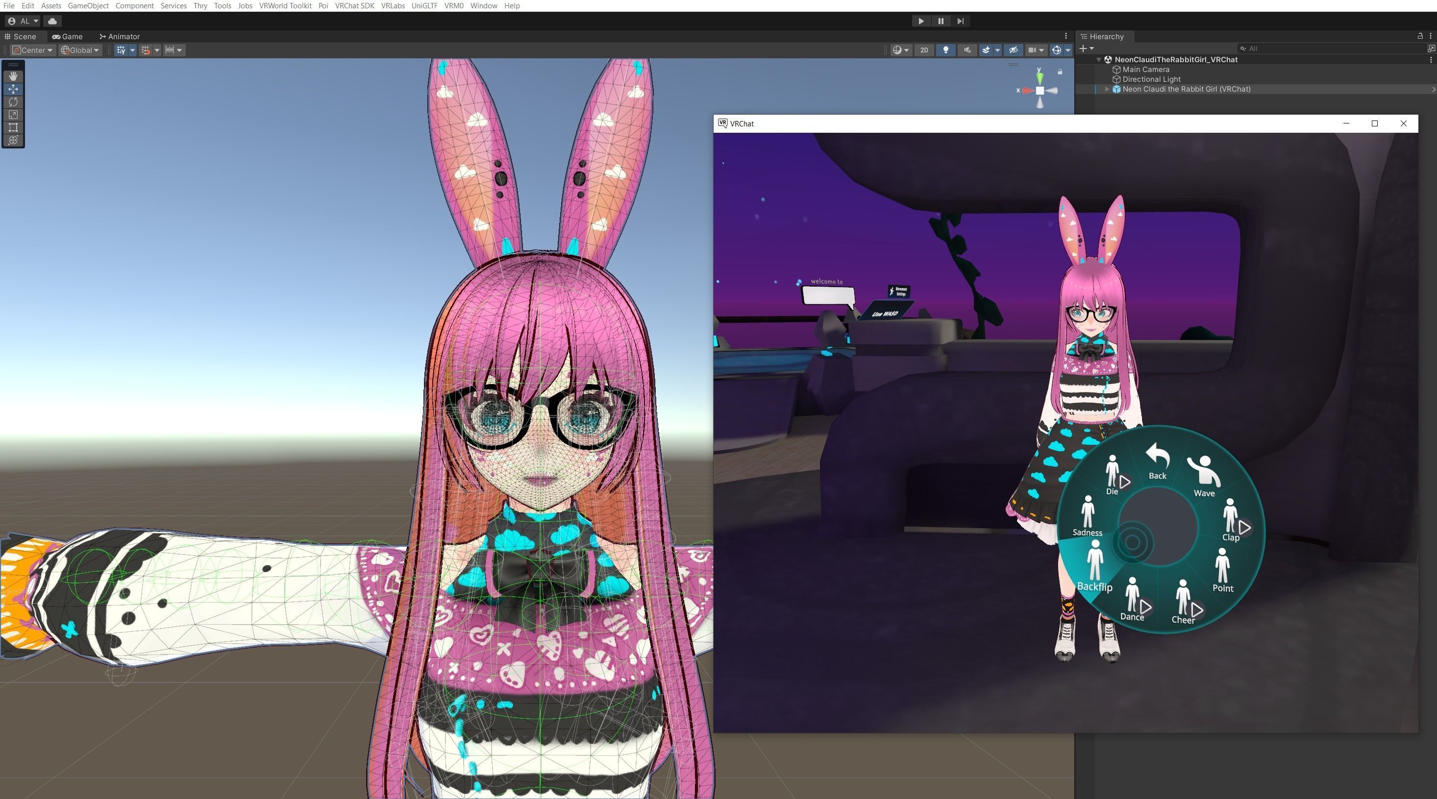 Neon Claudi The Bunny Girl RIGGED AVATAR VRChat Livelink Vtube Low-poly 3D model_38