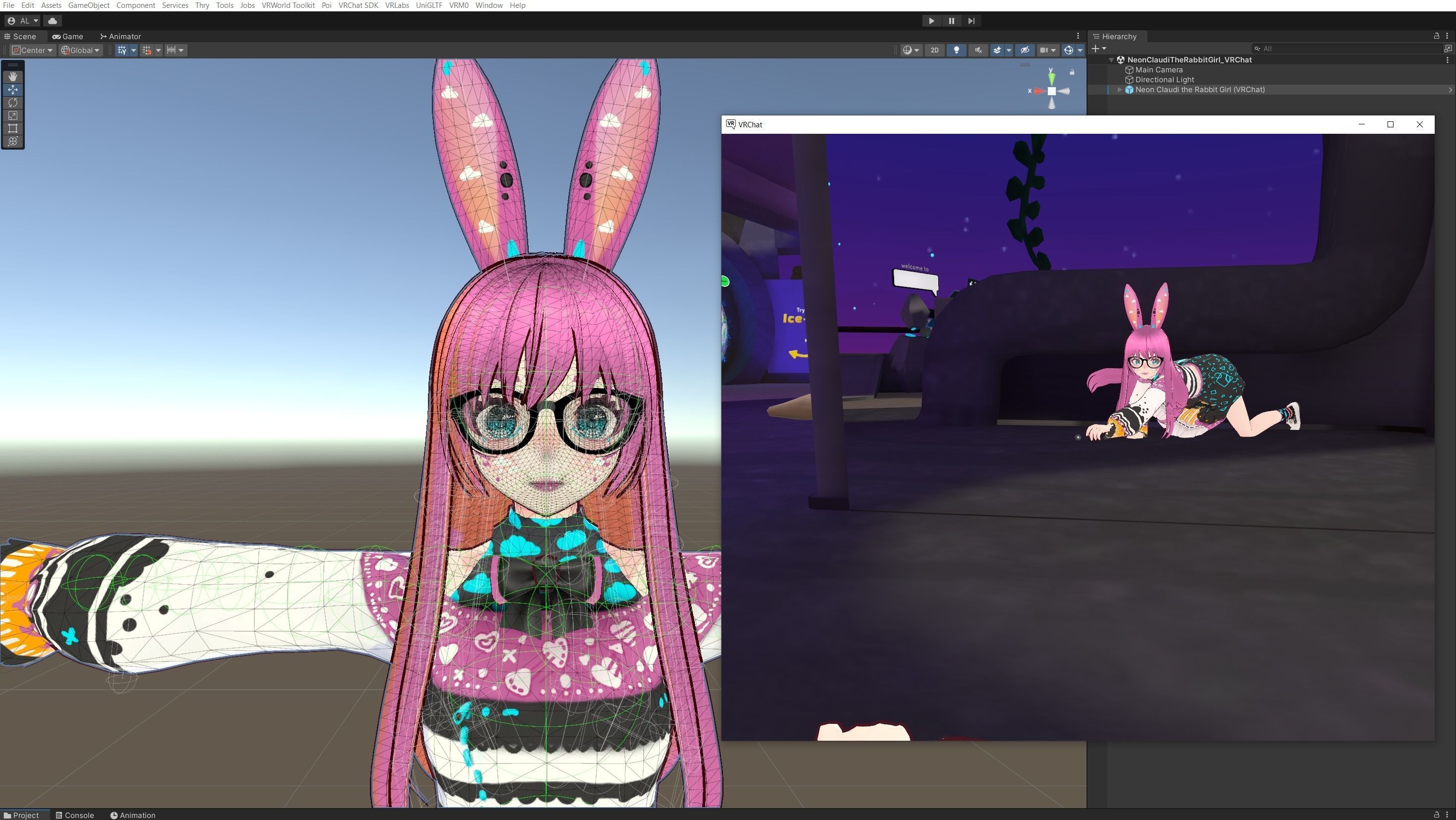 Neon Claudi The Bunny Girl RIGGED AVATAR VRChat Livelink Vtube Low-poly 3D model_37