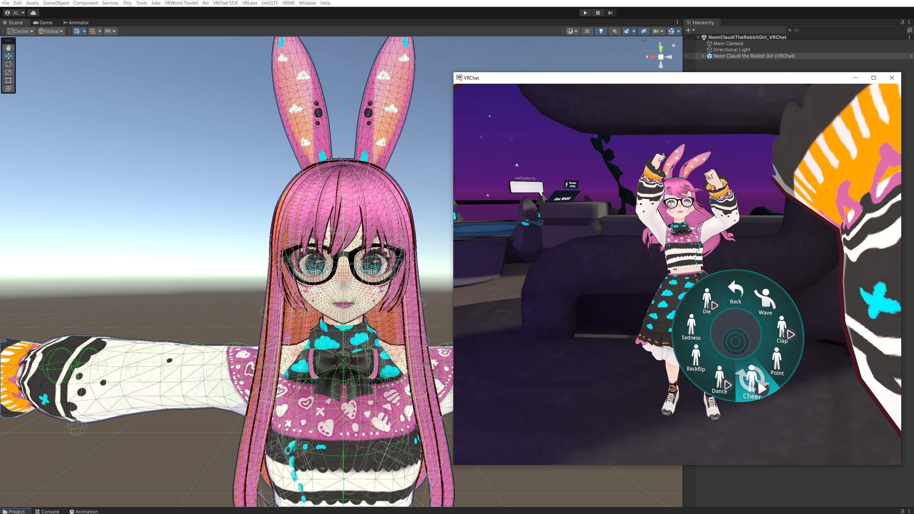 Neon Claudi The Bunny Girl RIGGED AVATAR VRChat Livelink Vtube Low-poly 3D model_39