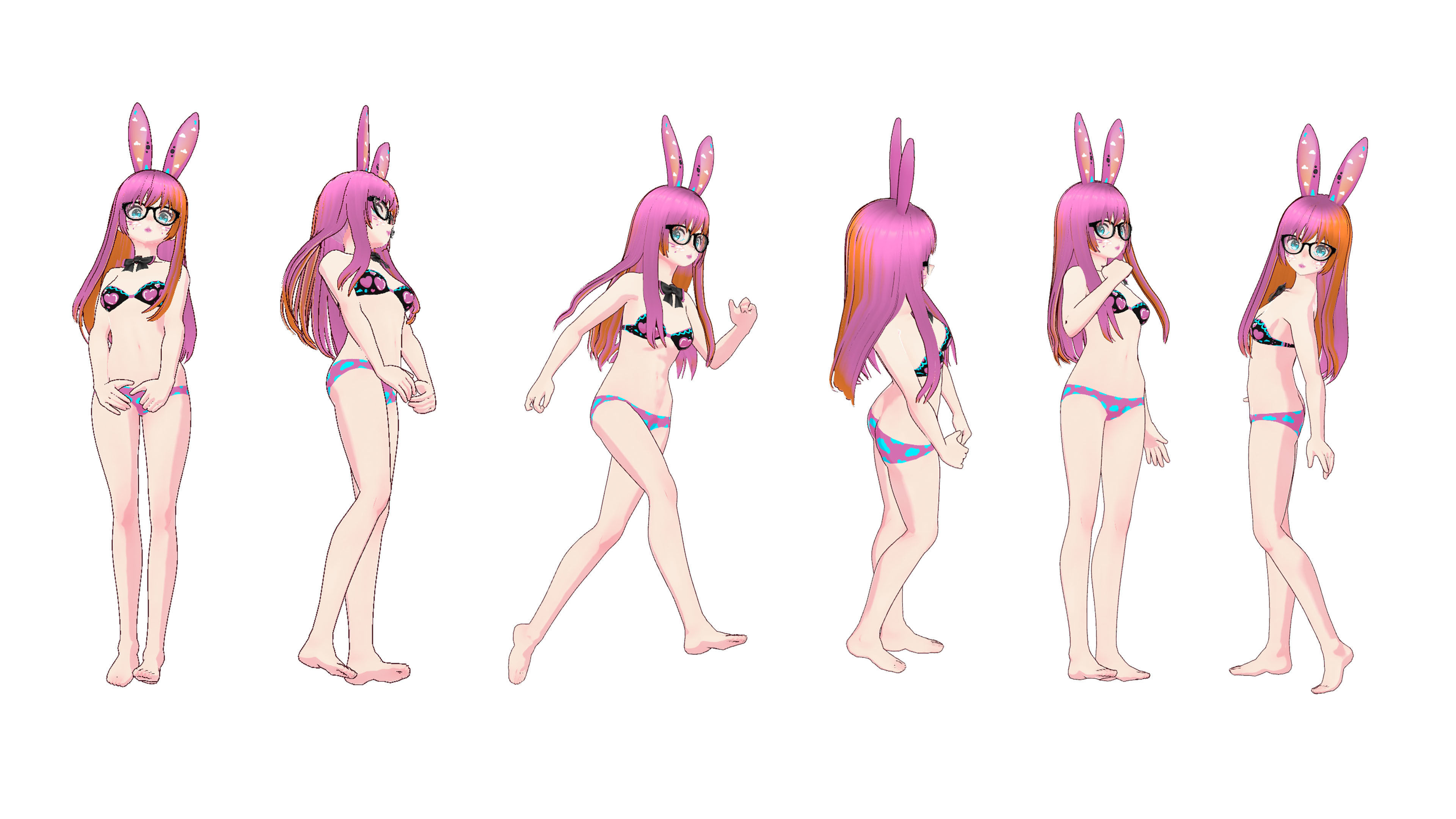 Neon Claudi The Bunny Girl RIGGED AVATAR VRChat Livelink Vtube Low-poly 3D model_41