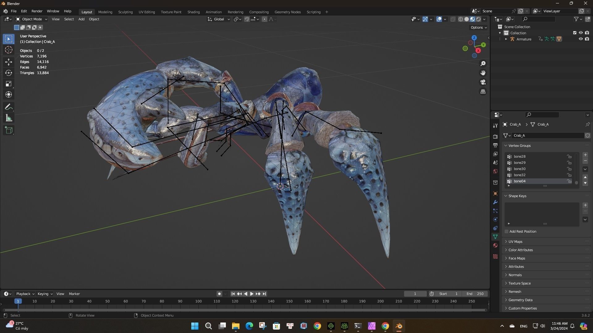 Crab-A3 Low-poly 3D model_12