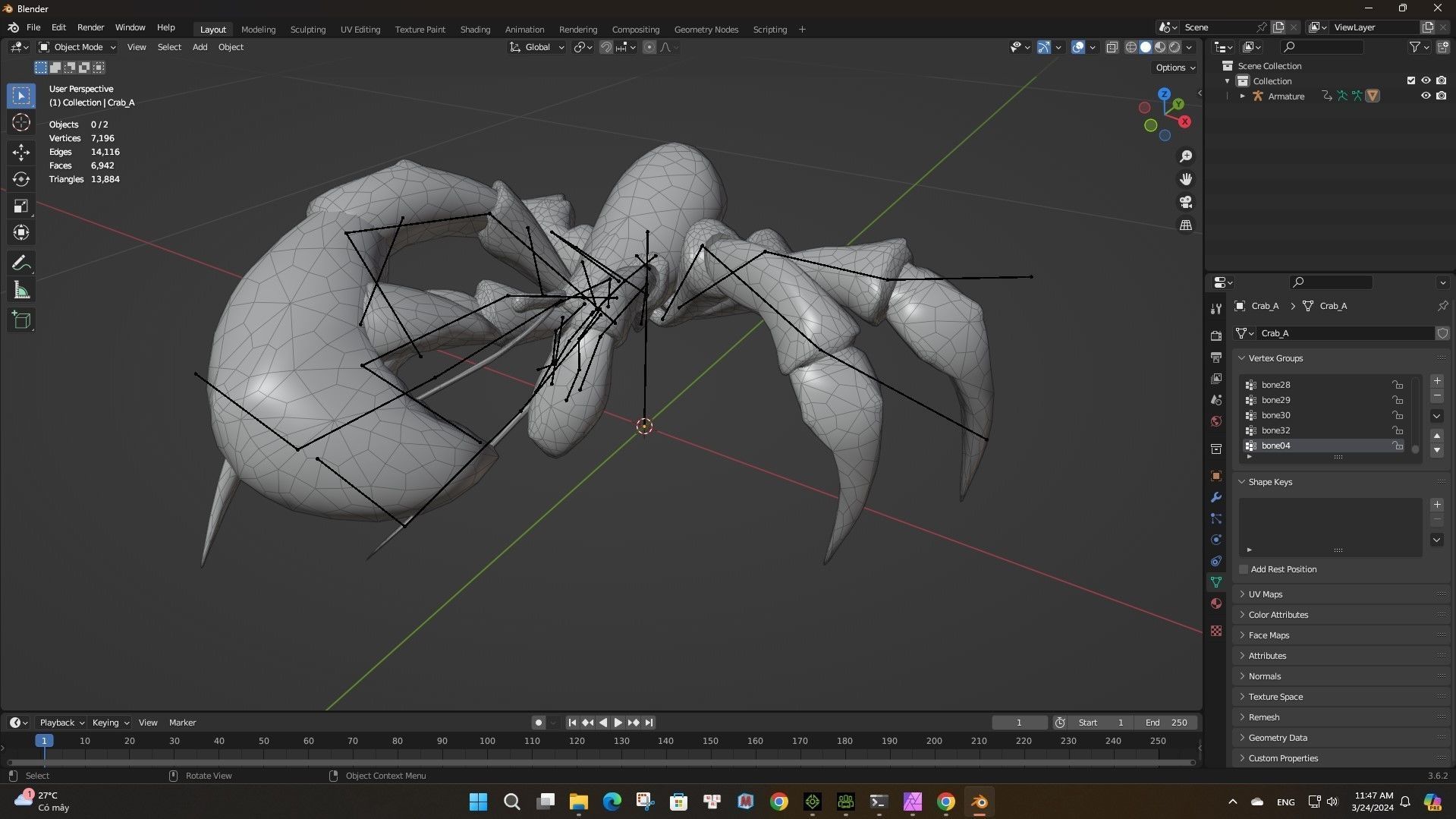 Crab-A3 Low-poly 3D model_13