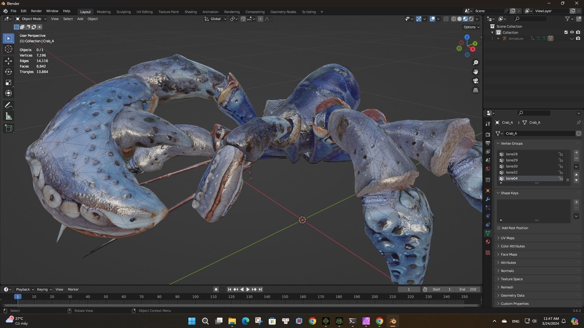 Crab-A3 Low-poly 3D model_15