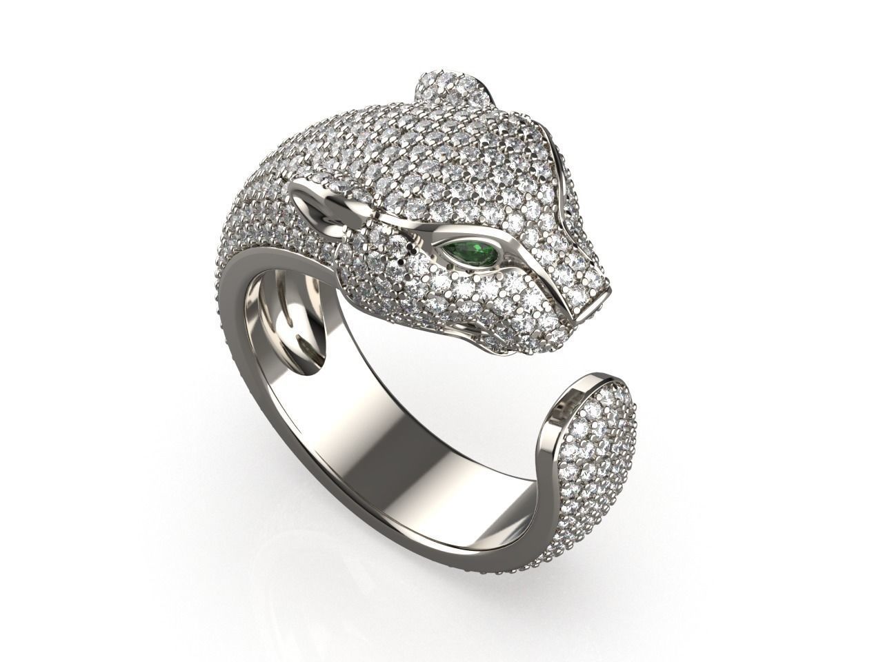 Diamond Panther Ring 3D print model_6