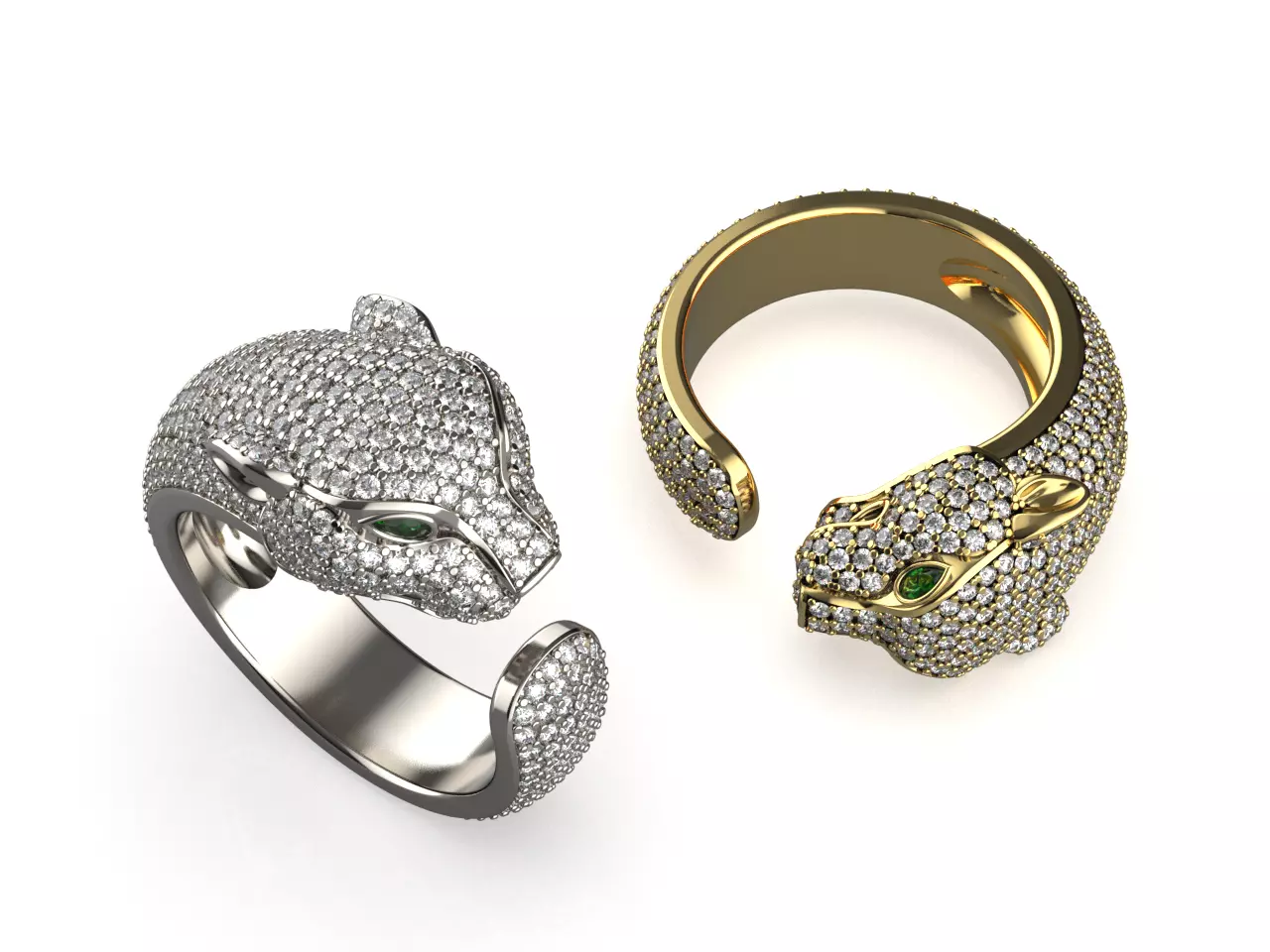 Diamond Panther Ring 3D print model_0