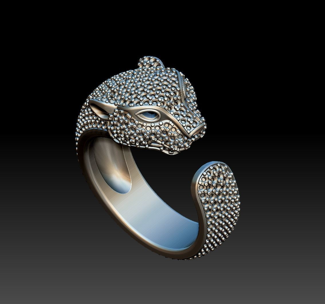 Diamond Panther Ring 3D print model_16