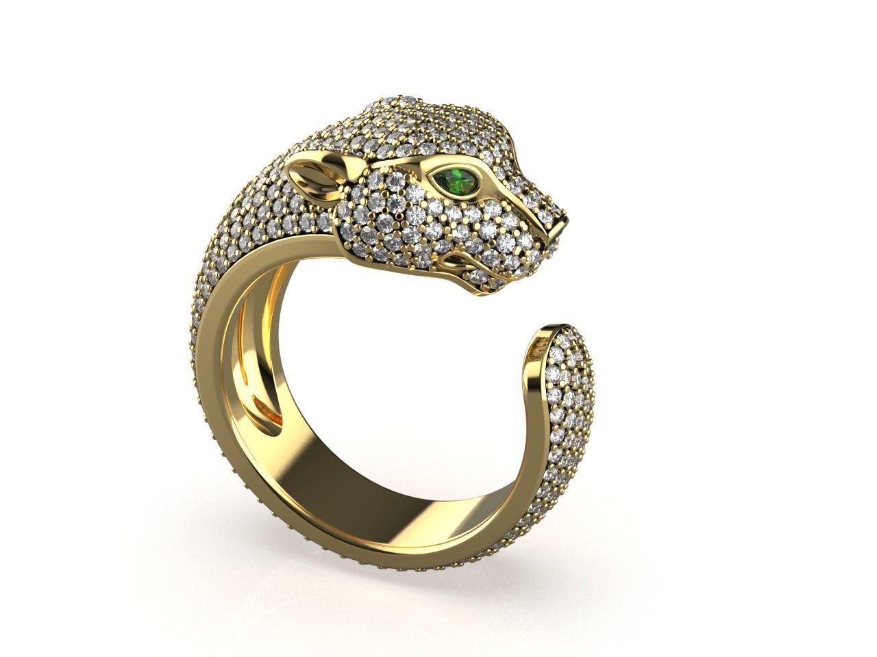 Diamond Panther Ring 3D print model_2