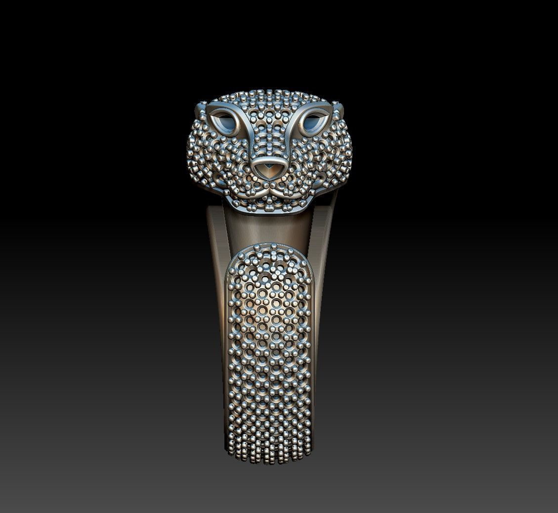 Diamond Panther Ring 3D print model_12