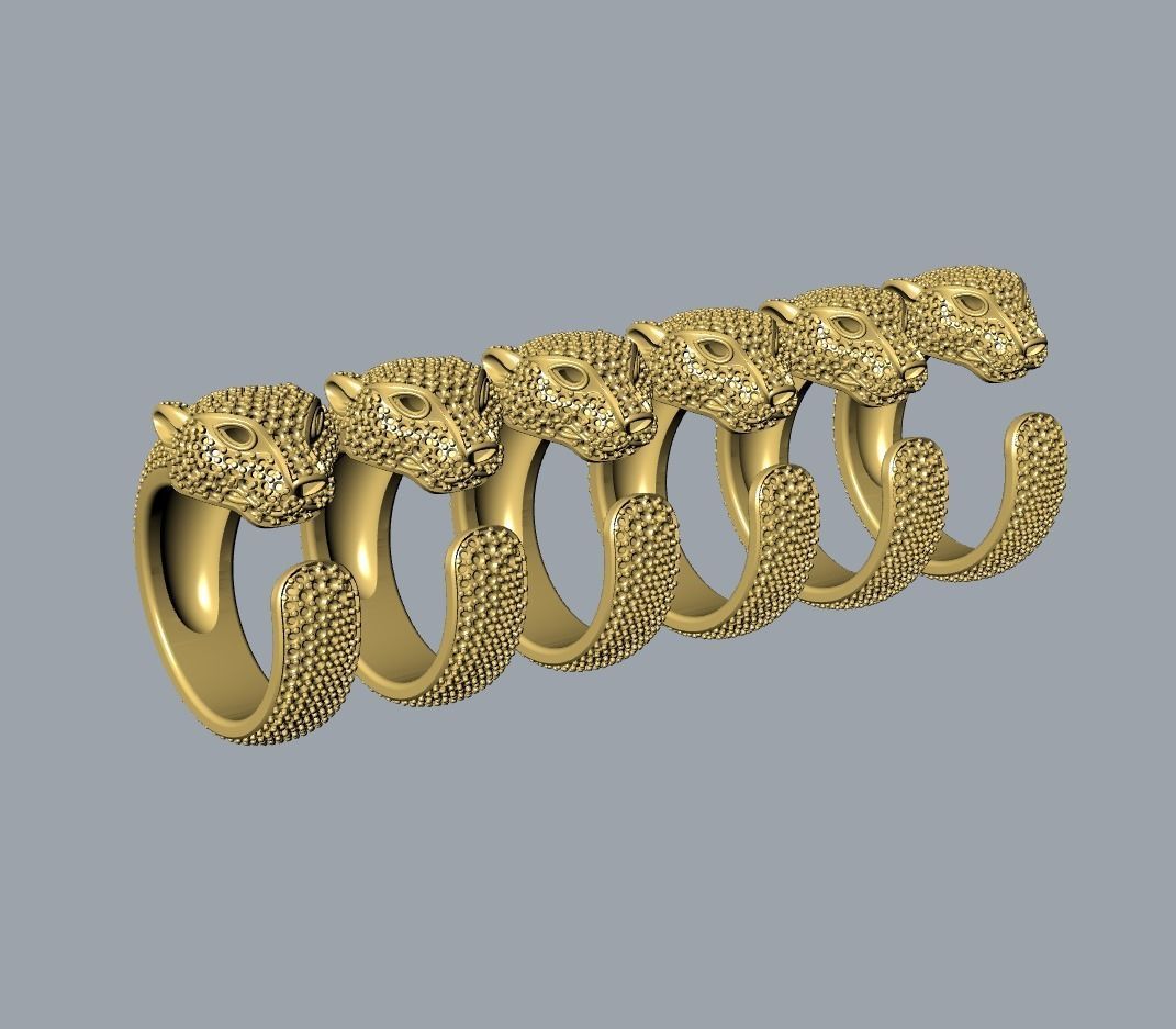 Diamond Panther Ring 3D print model_9