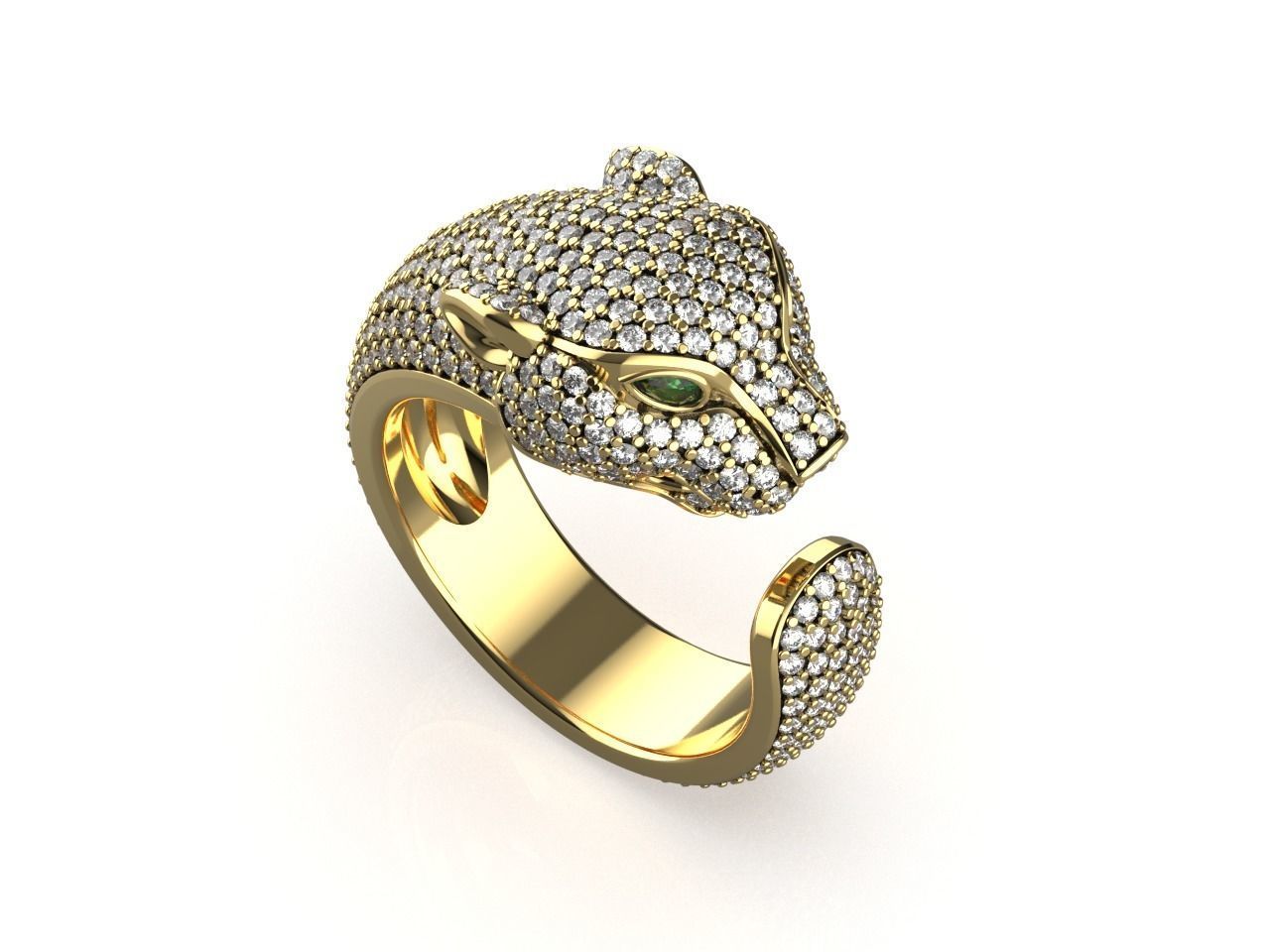 Diamond Panther Ring 3D print model_4