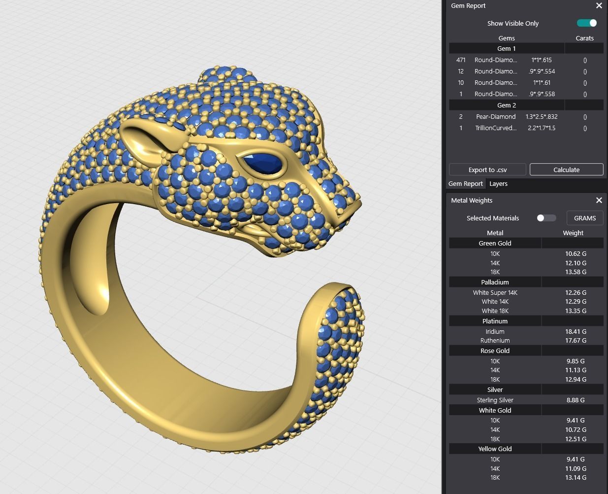 Diamond Panther Ring 3D print model_8