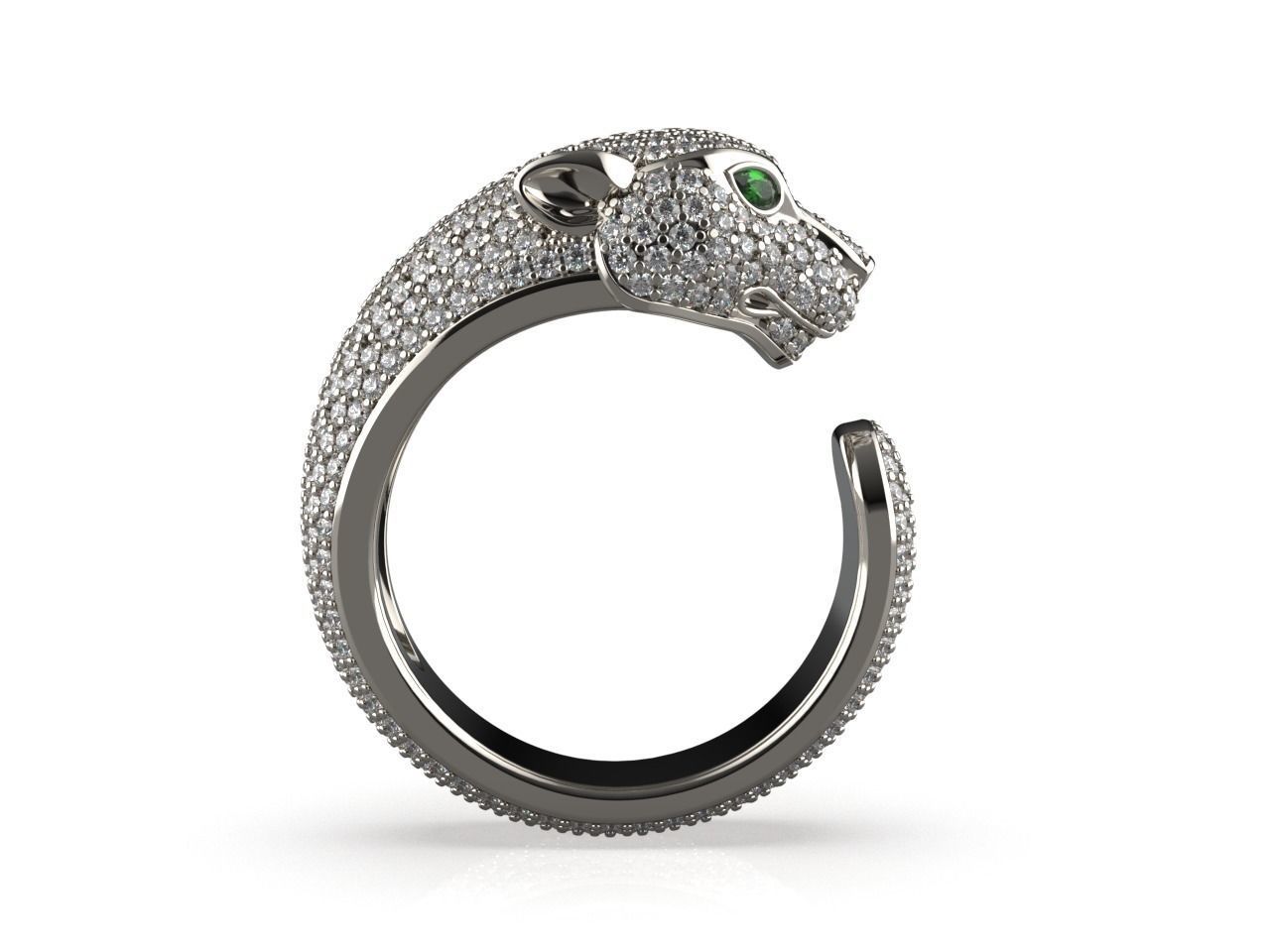Diamond Panther Ring 3D print model_5