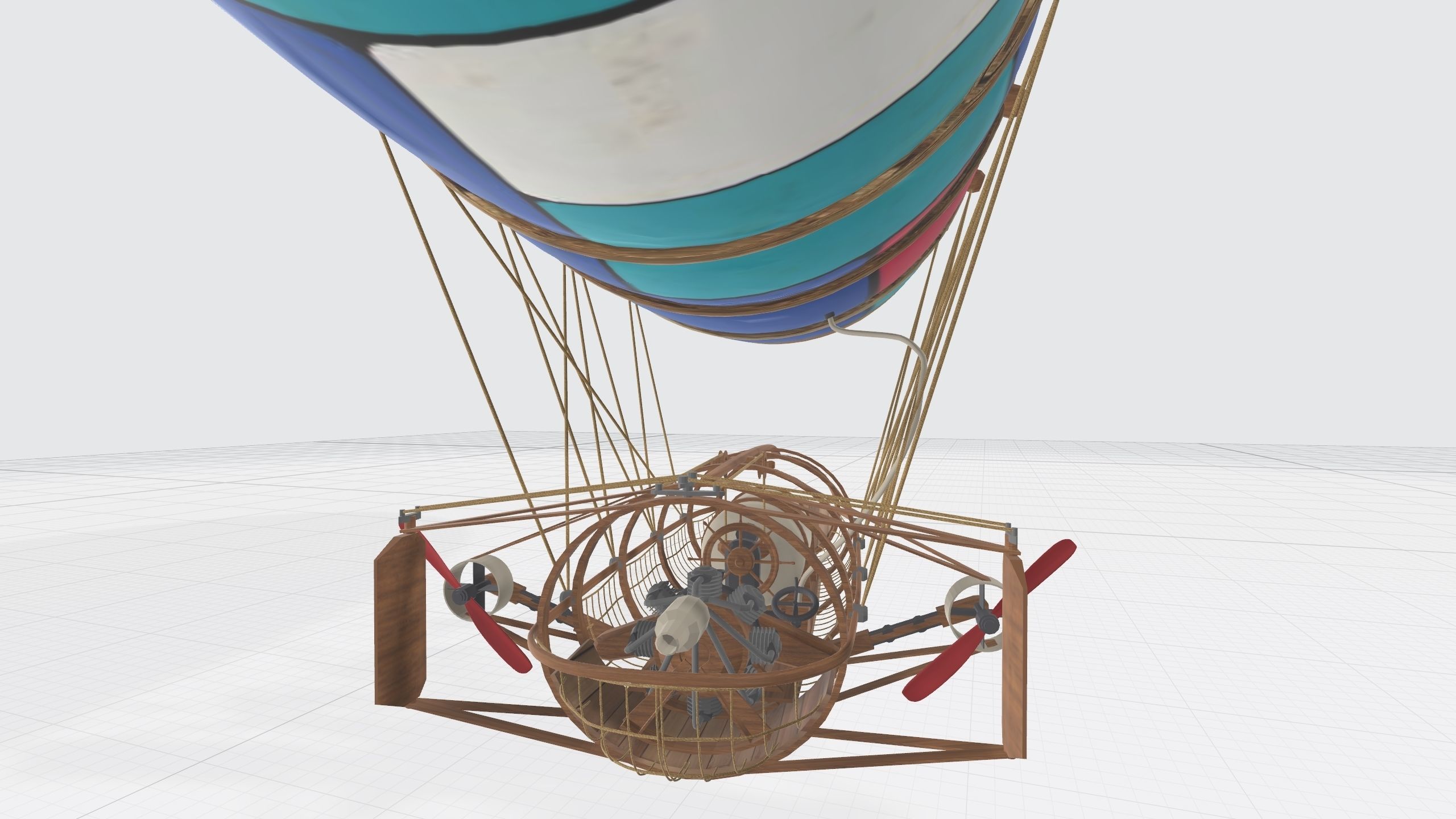 An Airship design with sketchup Low-poly 3D model_5