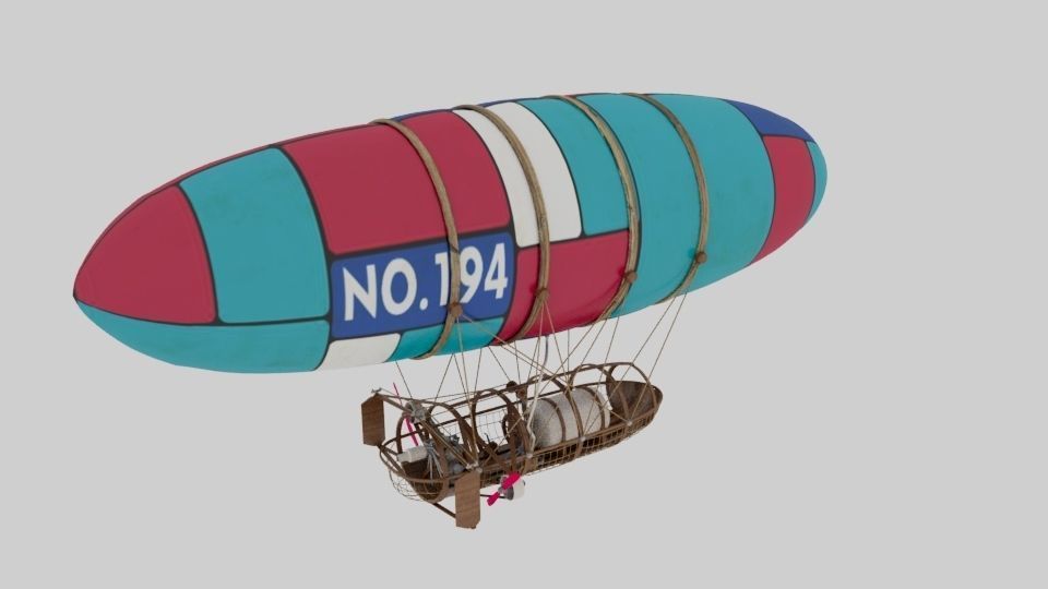 An Airship design with sketchup Low-poly 3D model_2
