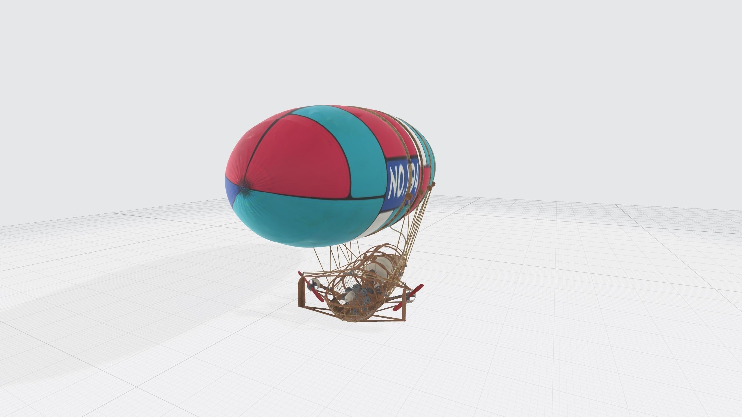 An Airship design with sketchup Low-poly 3D model_6