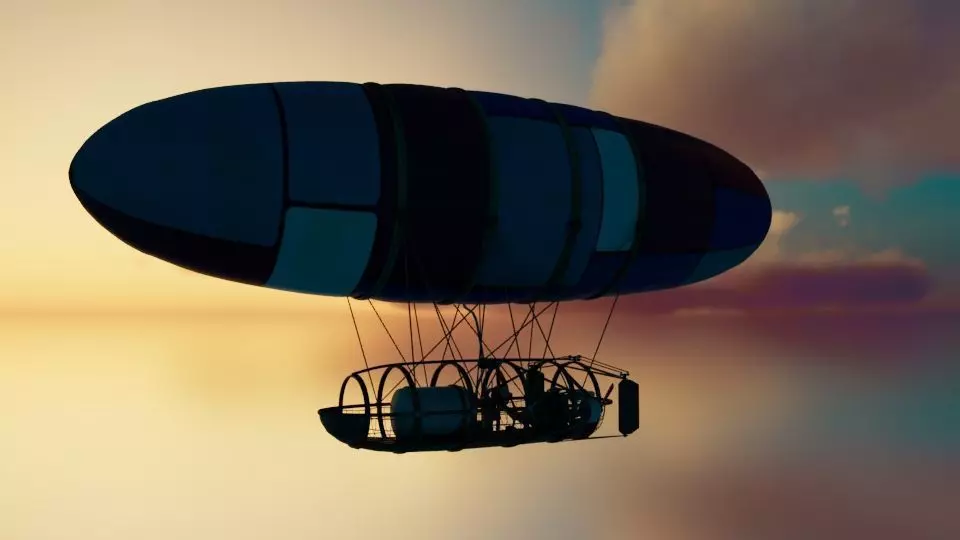 An Airship design with sketchup Low-poly 3D model_0