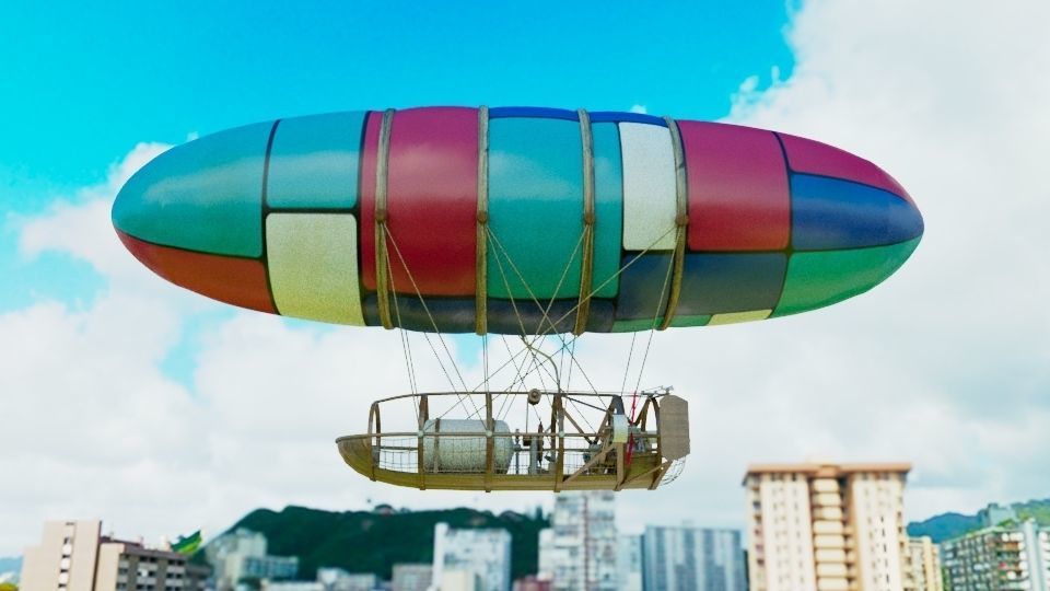 An Airship design with sketchup Low-poly 3D model_1
