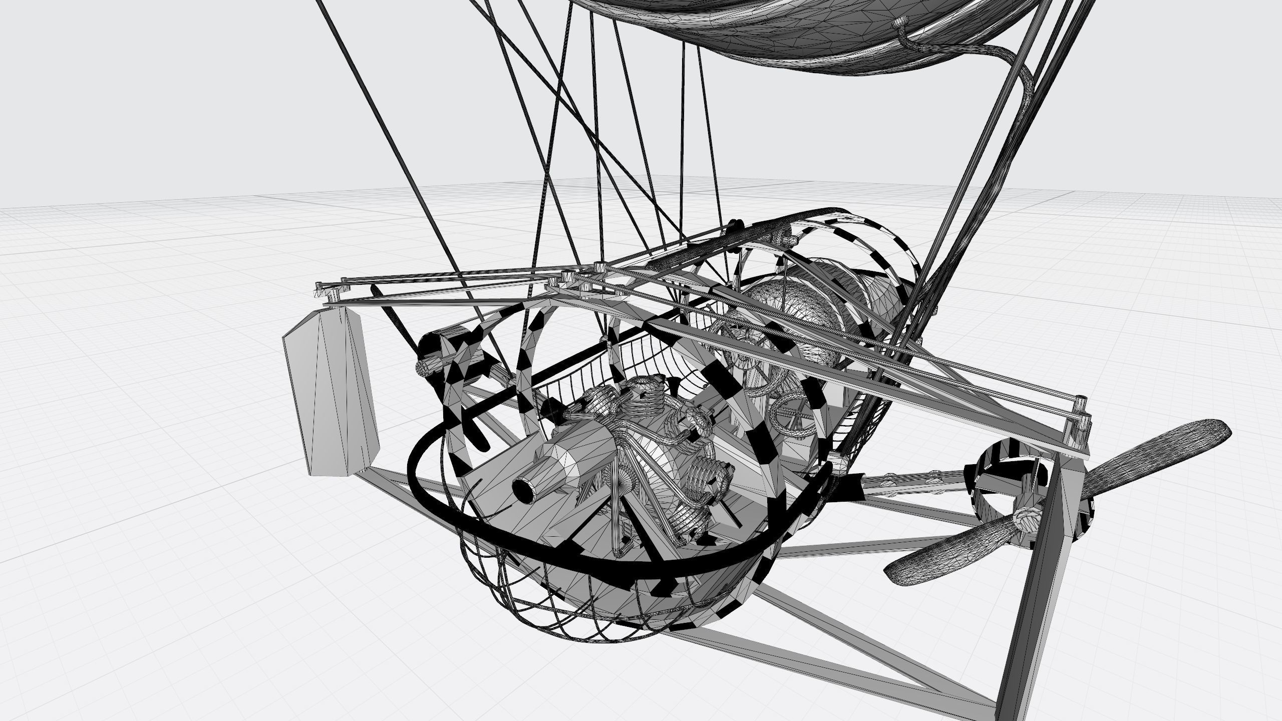 An Airship design with sketchup Low-poly 3D model_9